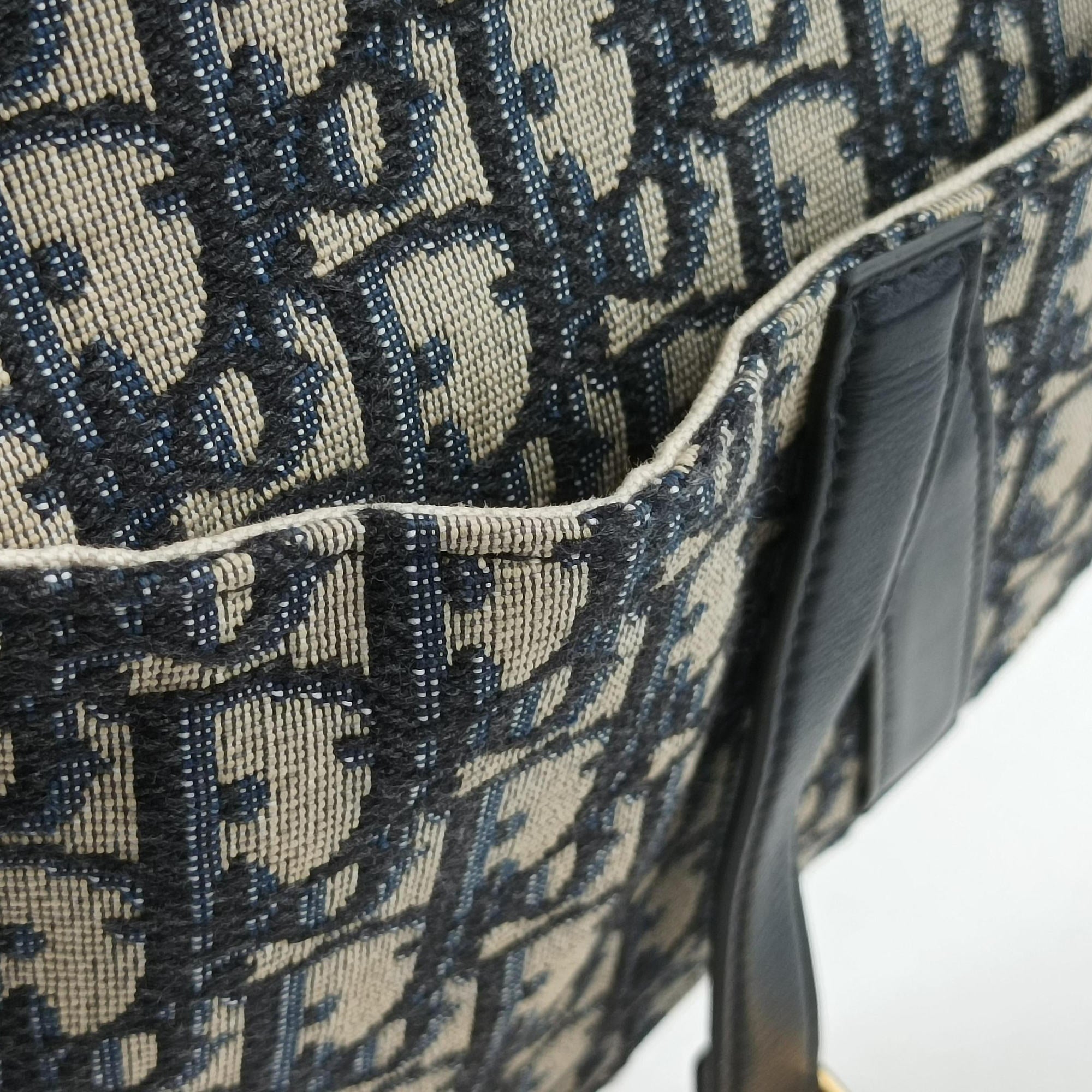 Pre-owned Christian Dior Saddle Navy×Gray Jacquard×Leather  bum bag/waist bag | stylenewstar