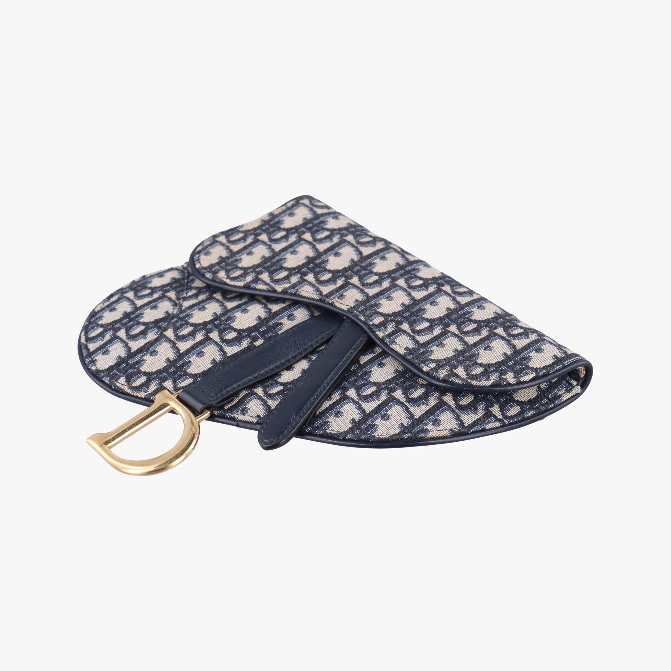 Pre-owned Christian Dior Saddle Navy×Gray Jacquard×Leather  bum bag/waist bag | stylenewstar