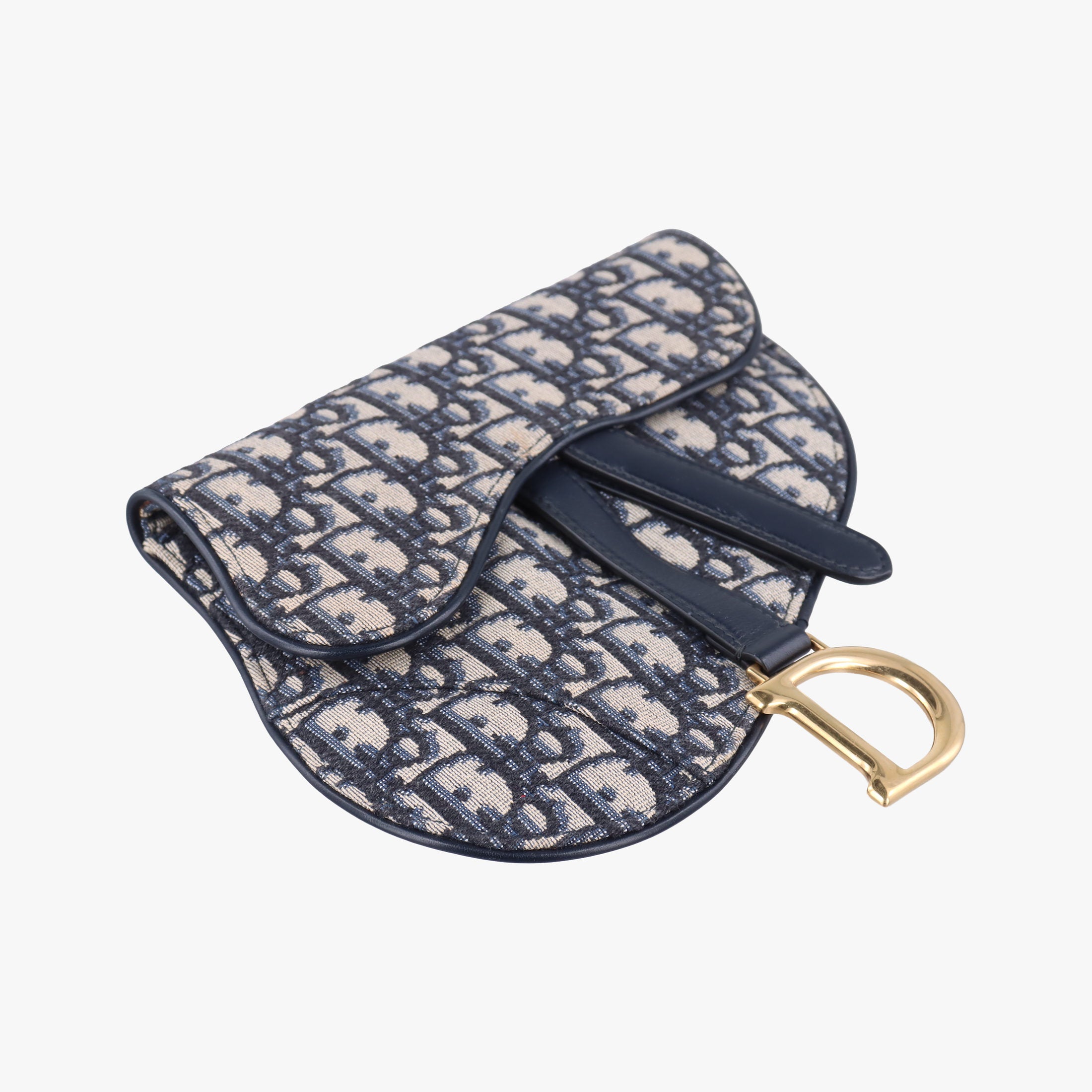 Pre-owned Christian Dior Saddle Navy×Gray Jacquard×Leather  bum bag/waist bag | stylenewstar