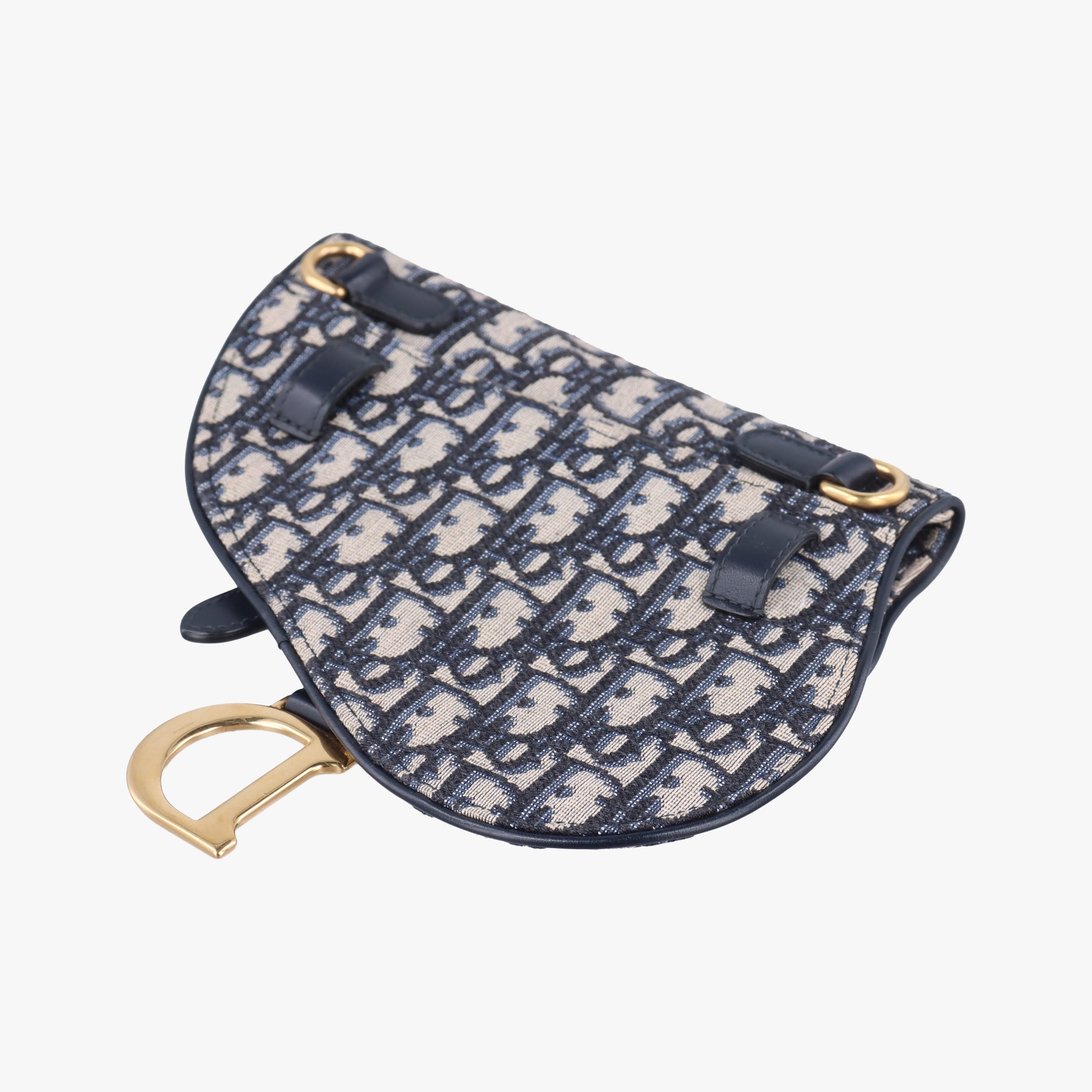 Pre-owned Christian Dior Saddle Navy×Gray Jacquard×Leather  bum bag/waist bag | stylenewstar