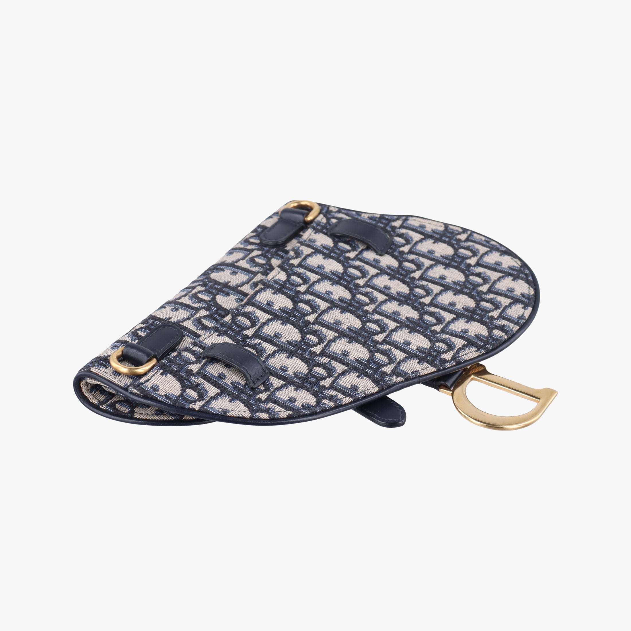 Pre-owned Christian Dior Saddle Navy×Gray Jacquard×Leather  bum bag/waist bag | stylenewstar