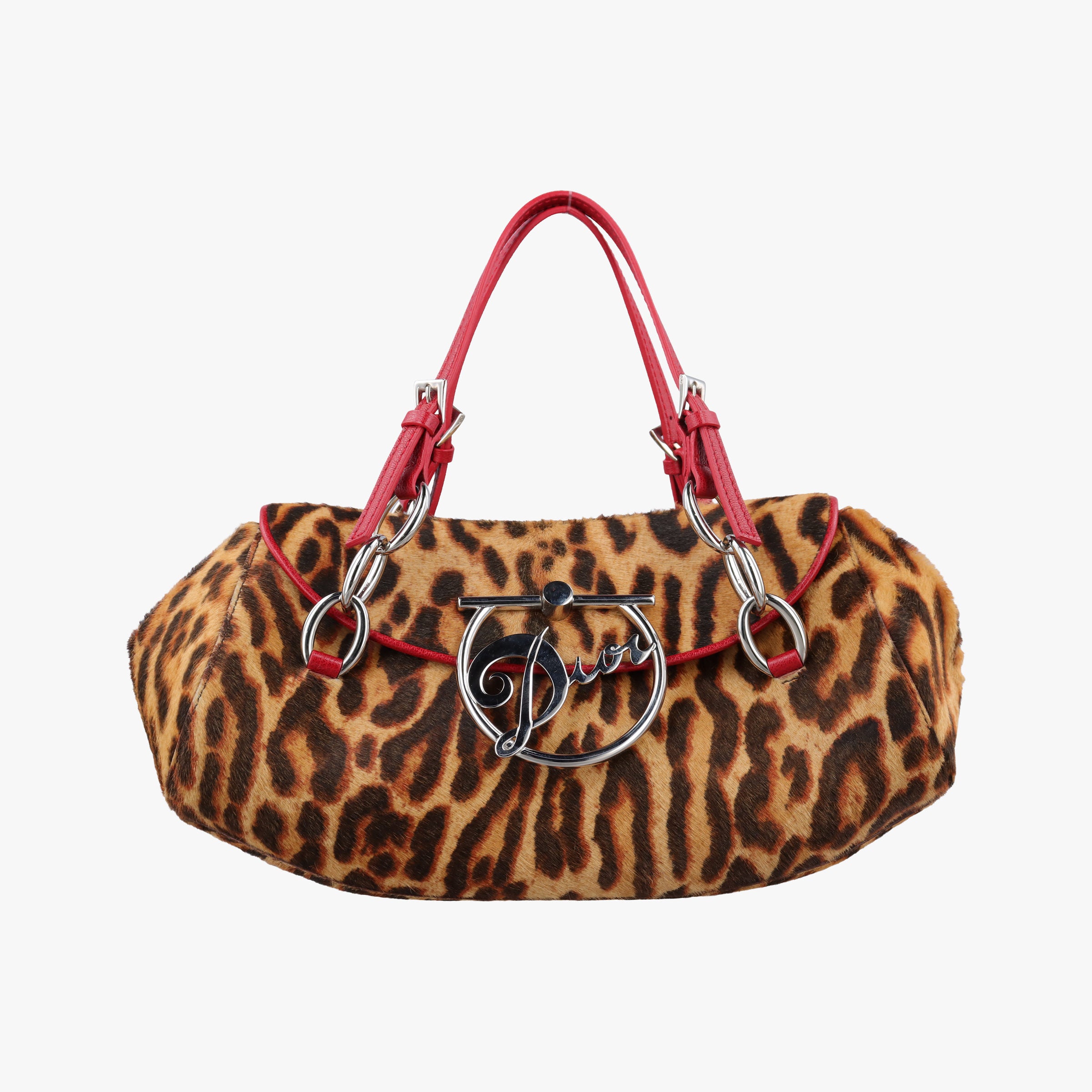 Pre-owned Christian Dior Diva Leopard Brown×Multicolour ponyhair　  handbag | stylenewstar