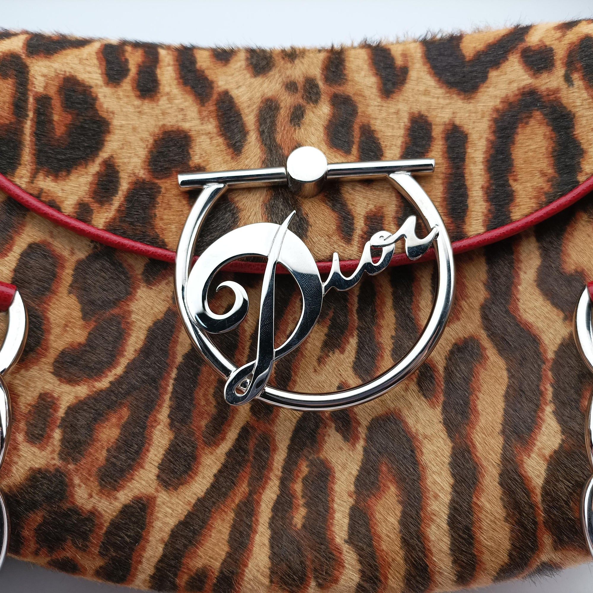 Pre-owned Christian Dior Diva Leopard Brown×Multicolour ponyhair　  handbag | stylenewstar