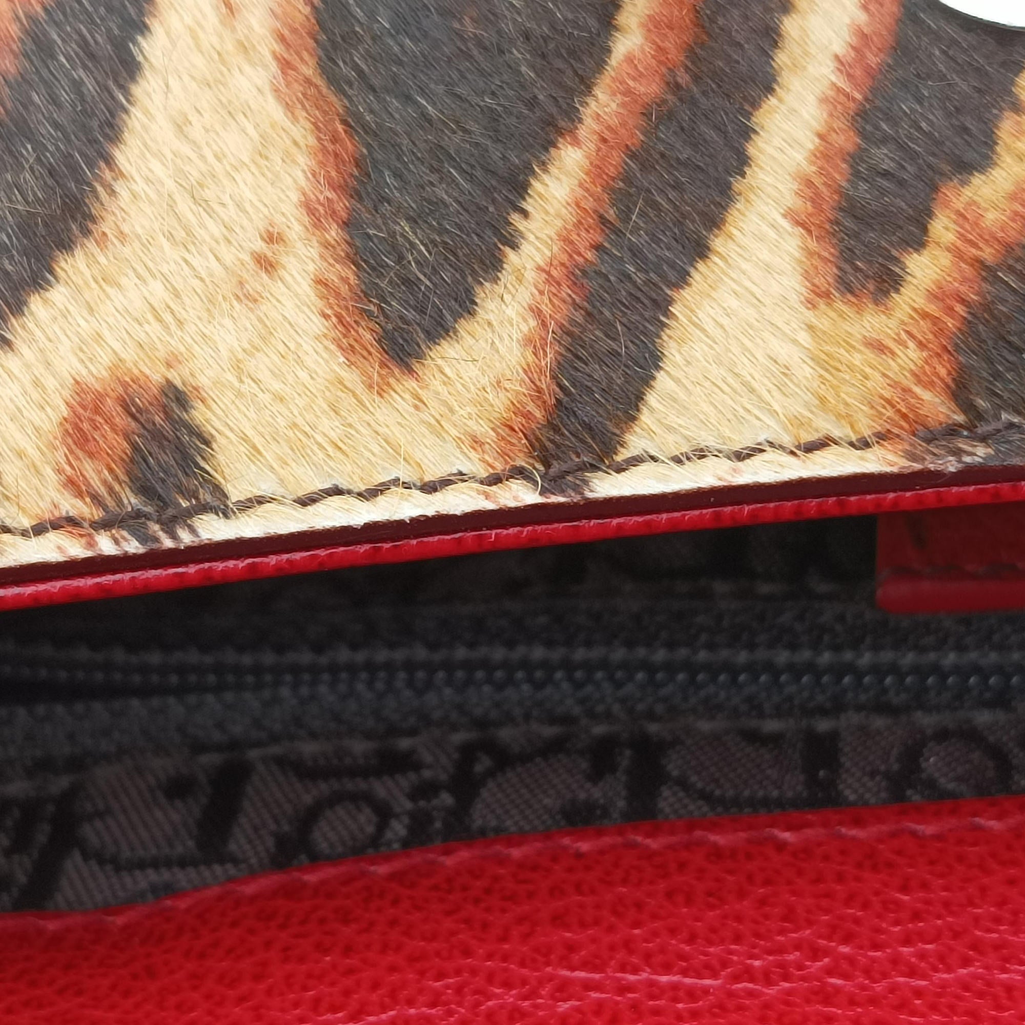 Pre-owned Christian Dior Diva Leopard Brown×Multicolour ponyhair　  handbag | stylenewstar