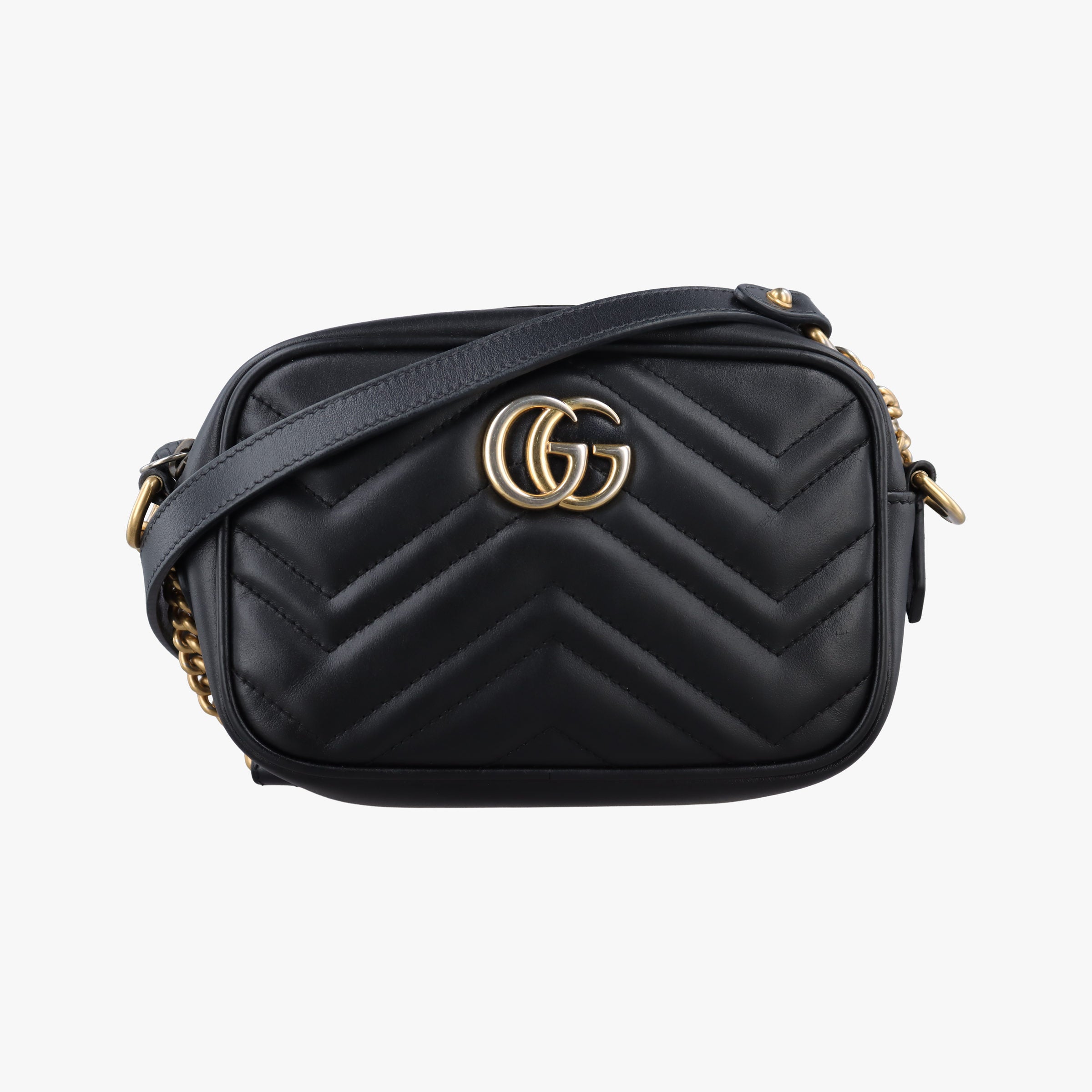 Pre-owned Gucci GG Marmont Black Leather 448065 shoulderbag | stylenewstar