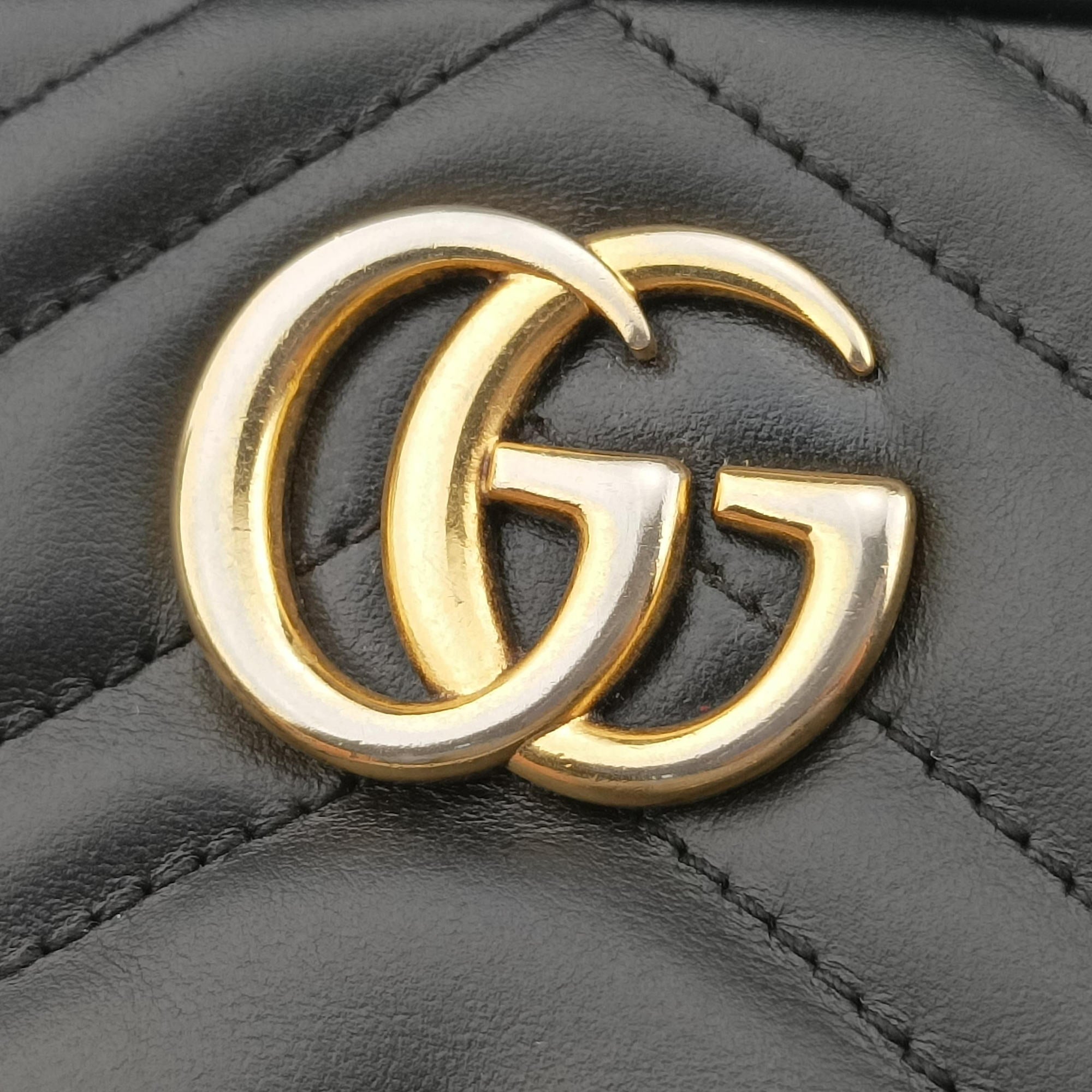 Pre-owned Gucci GG Marmont Black Leather 448065 shoulderbag | stylenewstar