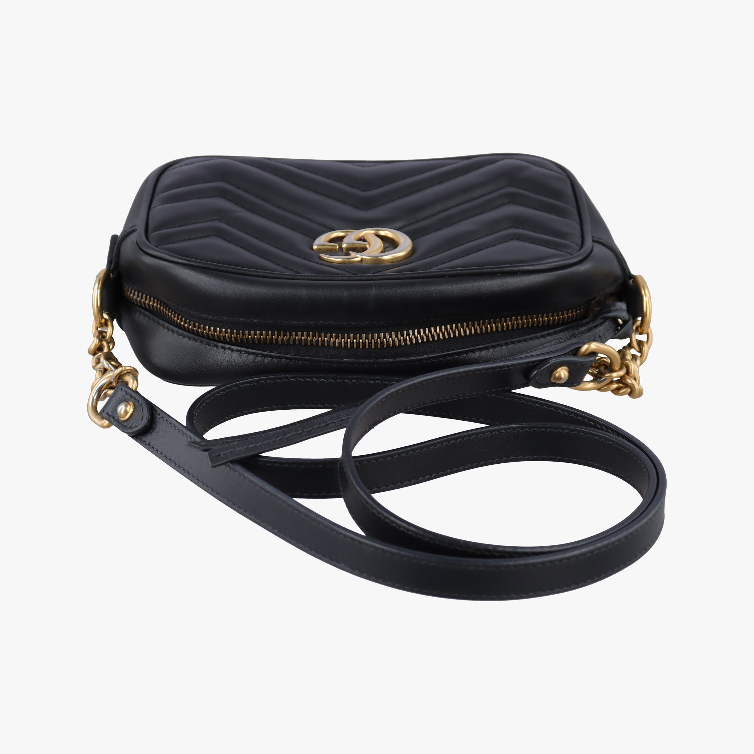 Pre-owned Gucci GG Marmont Black Leather 448065 shoulderbag | stylenewstar