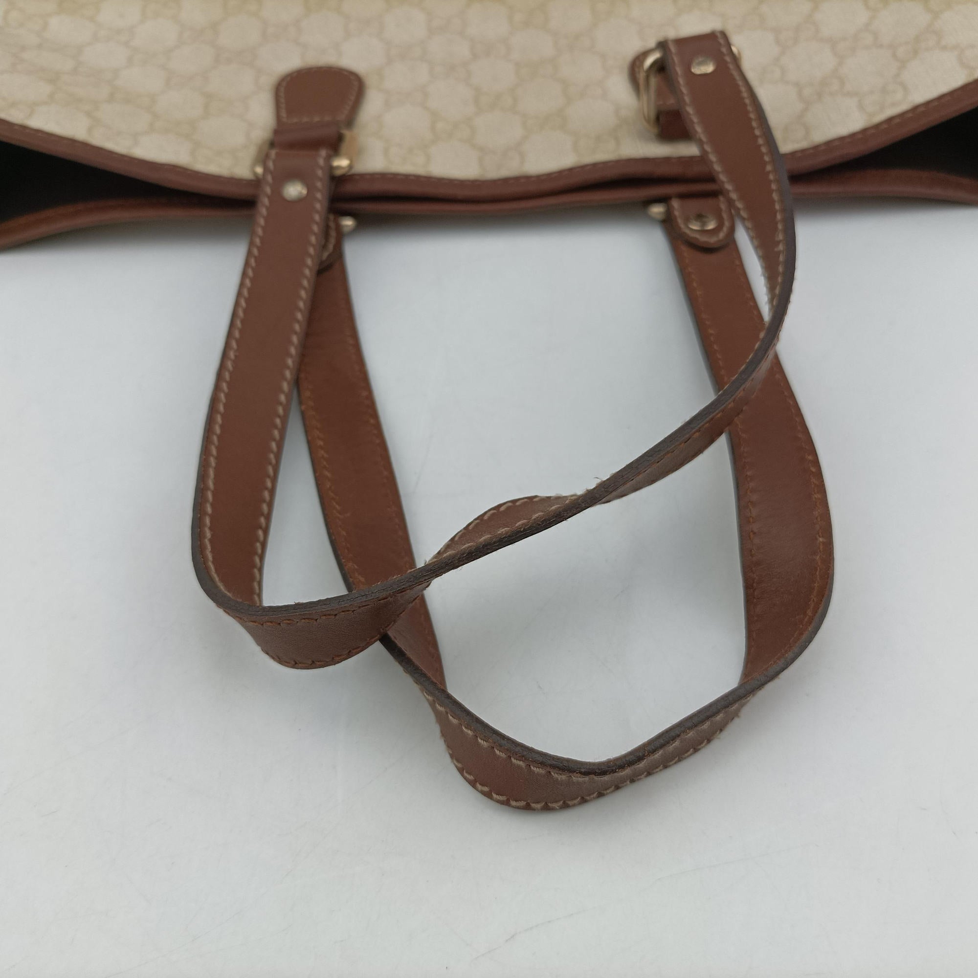 Pre-owned Gucci GG Supreme Tote Beige×Brown PVC coated canvas×Leather 189896 handbag | stylenewstar
