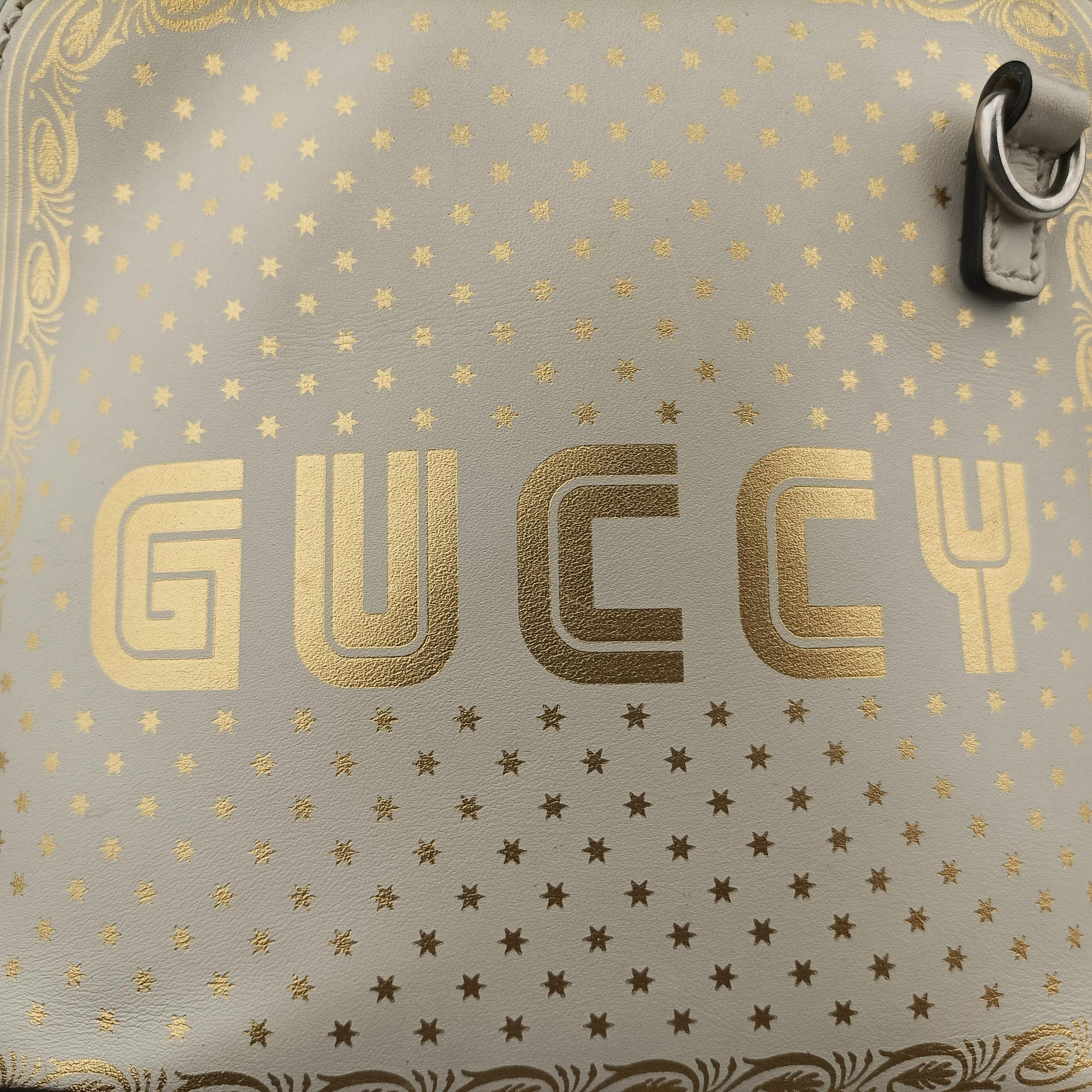 Pre-owned Gucci SEGA collaboration GUCCY print White Leather 511189 shoulderbag | stylenewstar