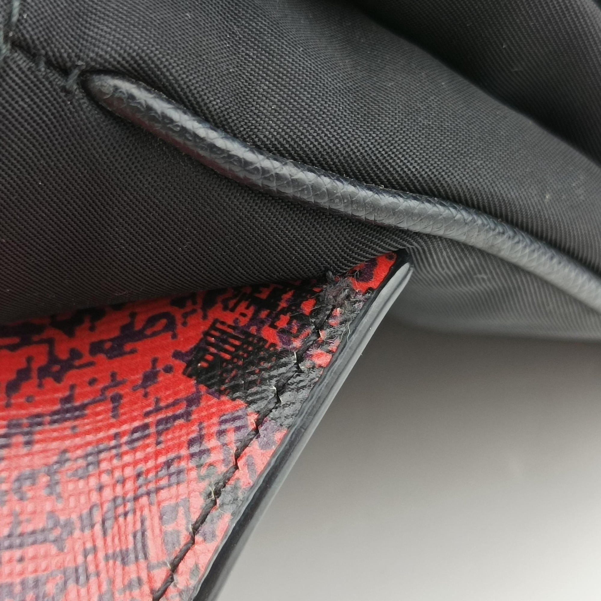 Pre-owned Prada Plaid Tartan flap Black x Red x Multicolor Leather x Nylon  handbag | stylenewstar
