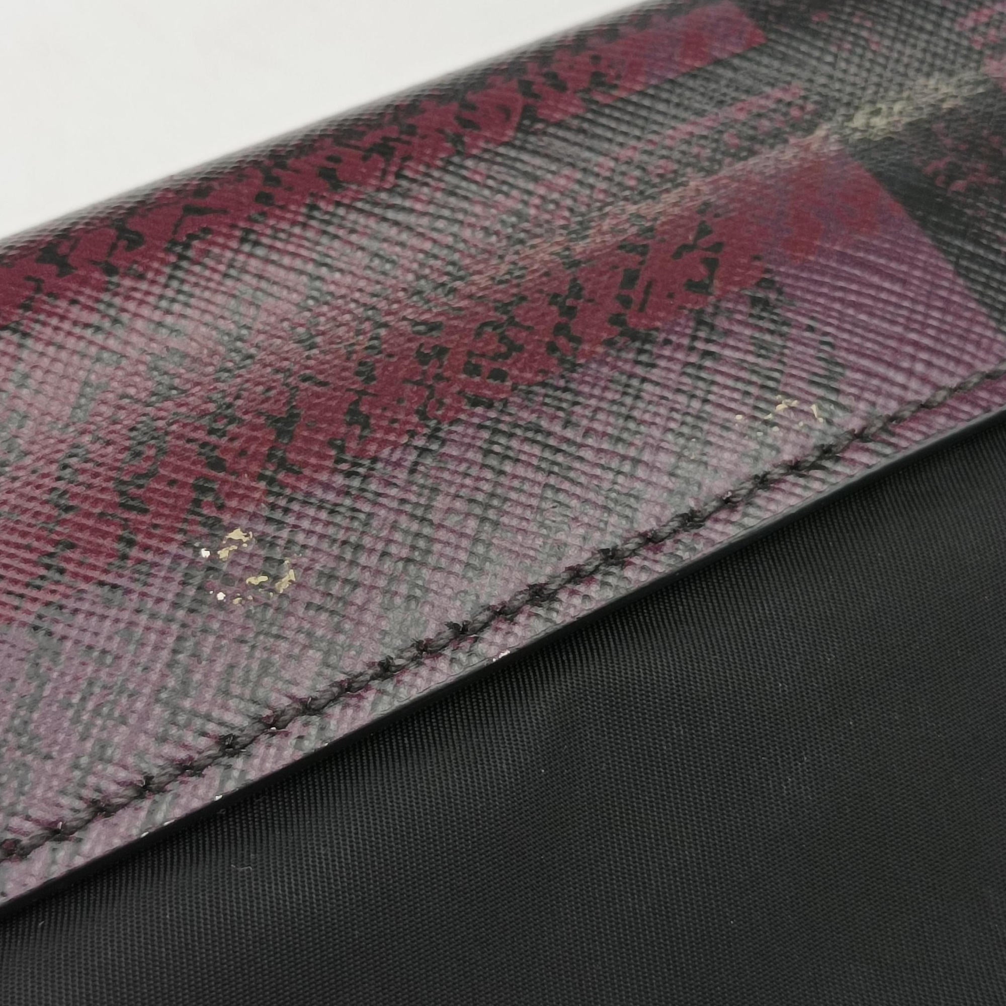 Pre-owned Prada Plaid Tartan flap Black x Red x Multicolor Leather x Nylon  handbag | stylenewstar