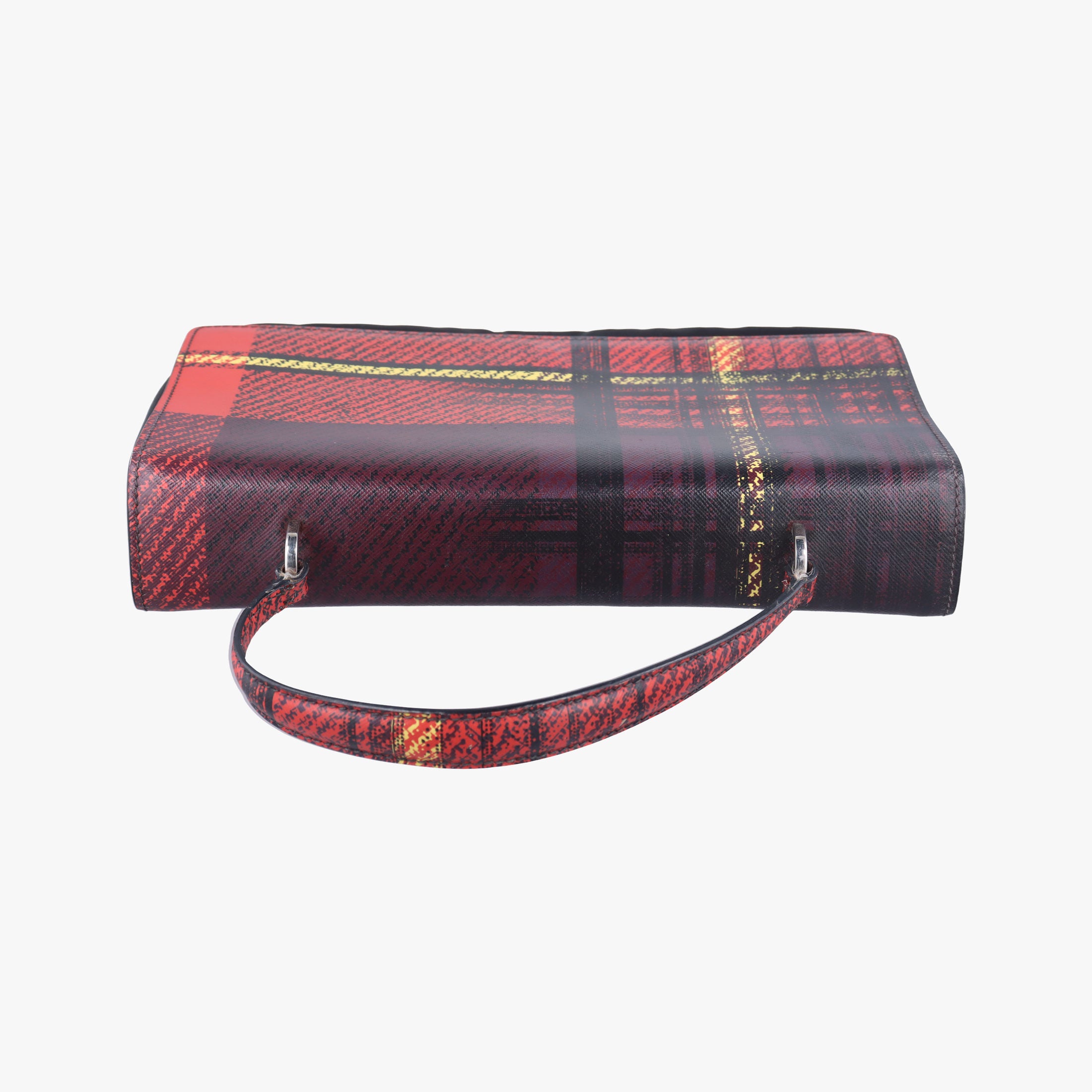 Pre-owned Prada Plaid Tartan flap Black x Red x Multicolor Leather x Nylon  handbag | stylenewstar