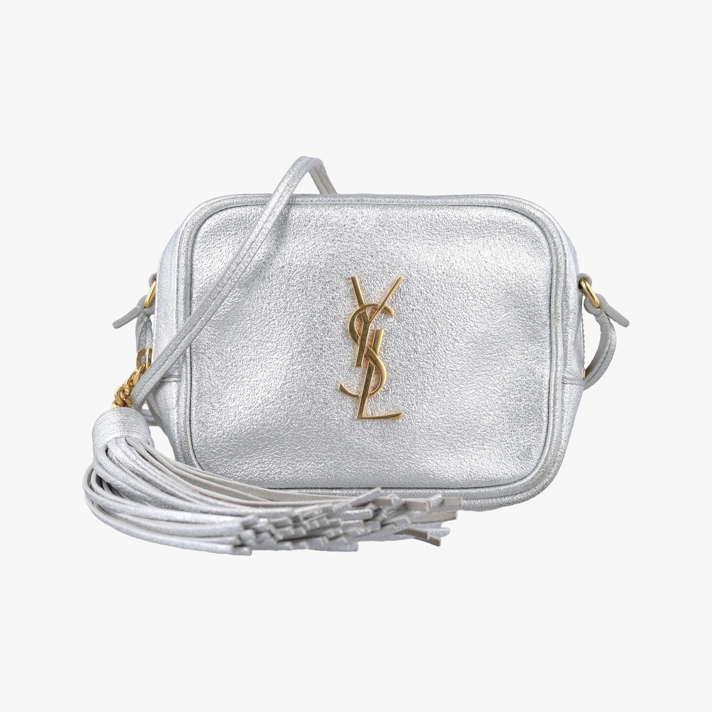 Pre-owned Yves Saint Laurent Monogram Blogger Silver Leather 425317 shoulderbag | stylenewstar