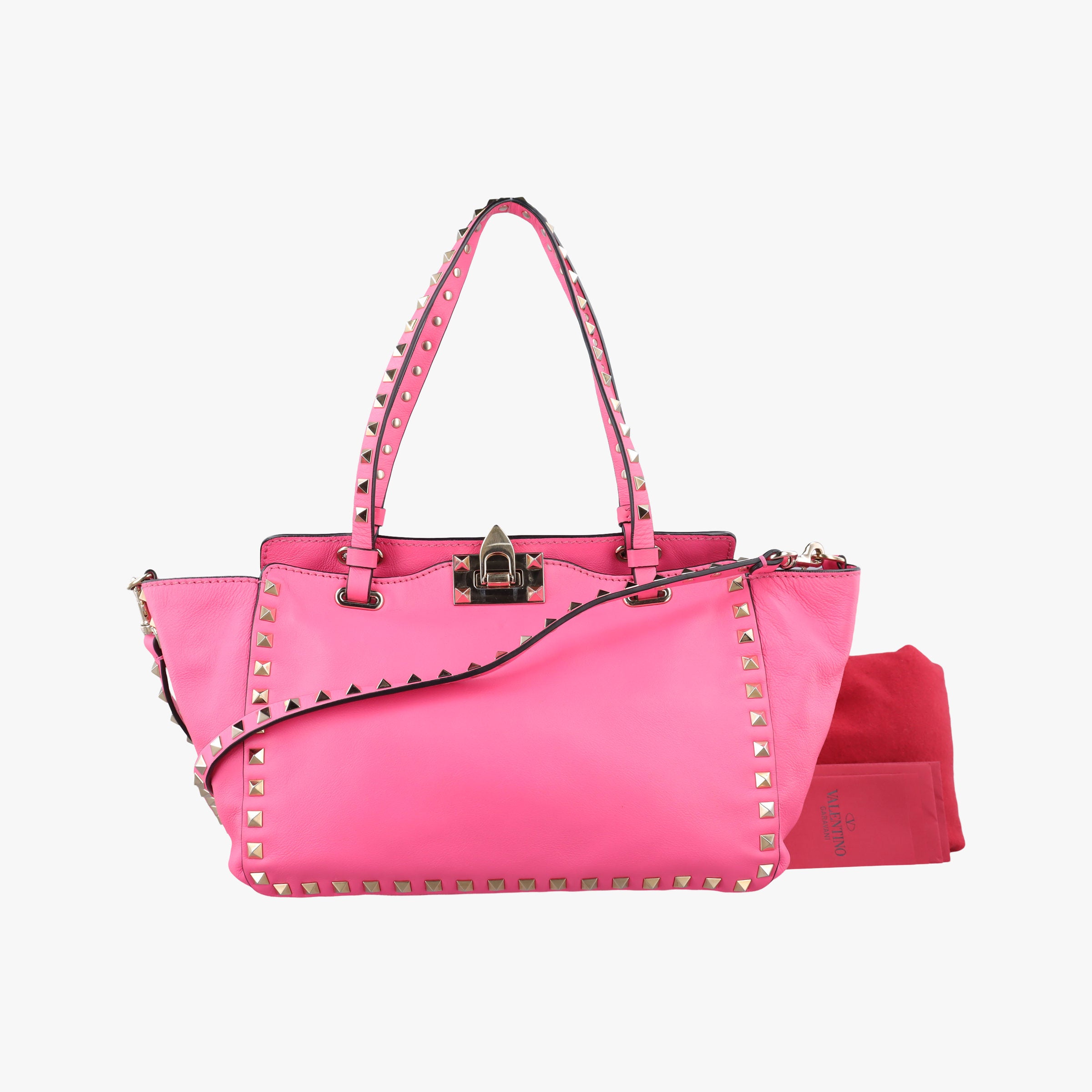 Pre-owned Valentino Rockstud Pink Leather  shoulderbag | stylenewstar