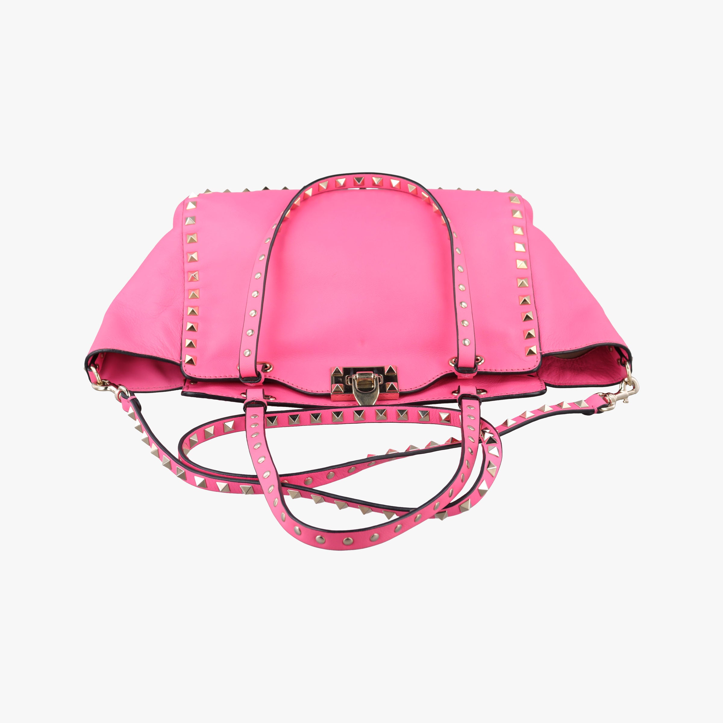 Pre-owned Valentino Rockstud Pink Leather  shoulderbag | stylenewstar