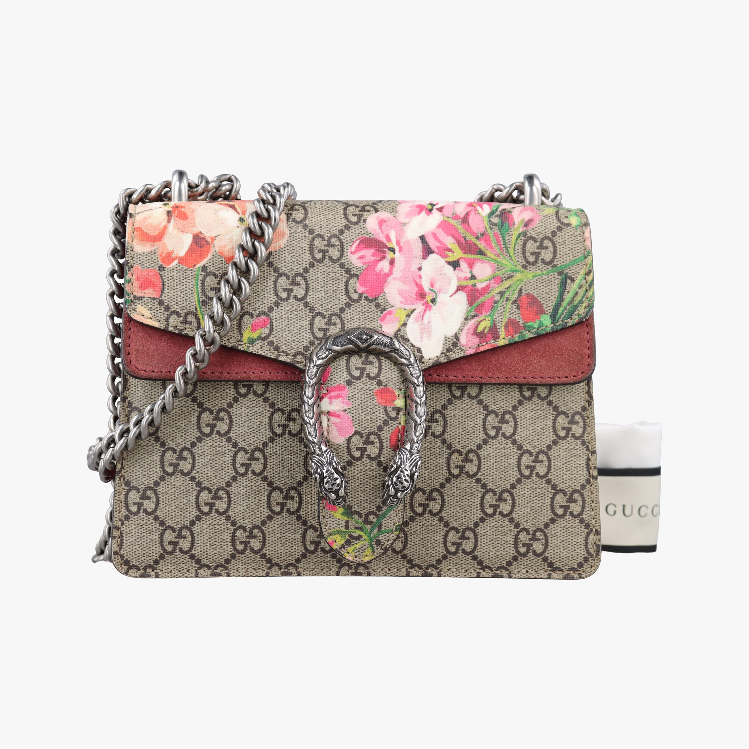 Pre-owned Gucci Dionysus beige×red×multicolor PVC coated canvas × suede 421970 shoulderbag | stylenewstar