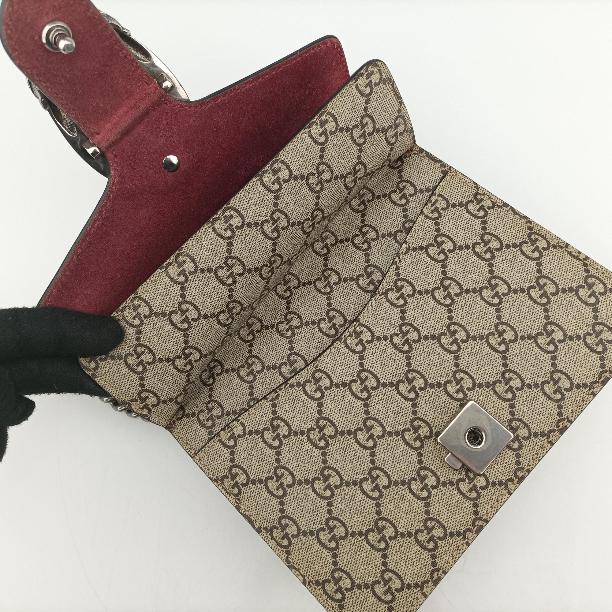 Pre-owned Gucci Dionysus beige×red×multicolor PVC coated canvas × suede 421970 shoulderbag | stylenewstar