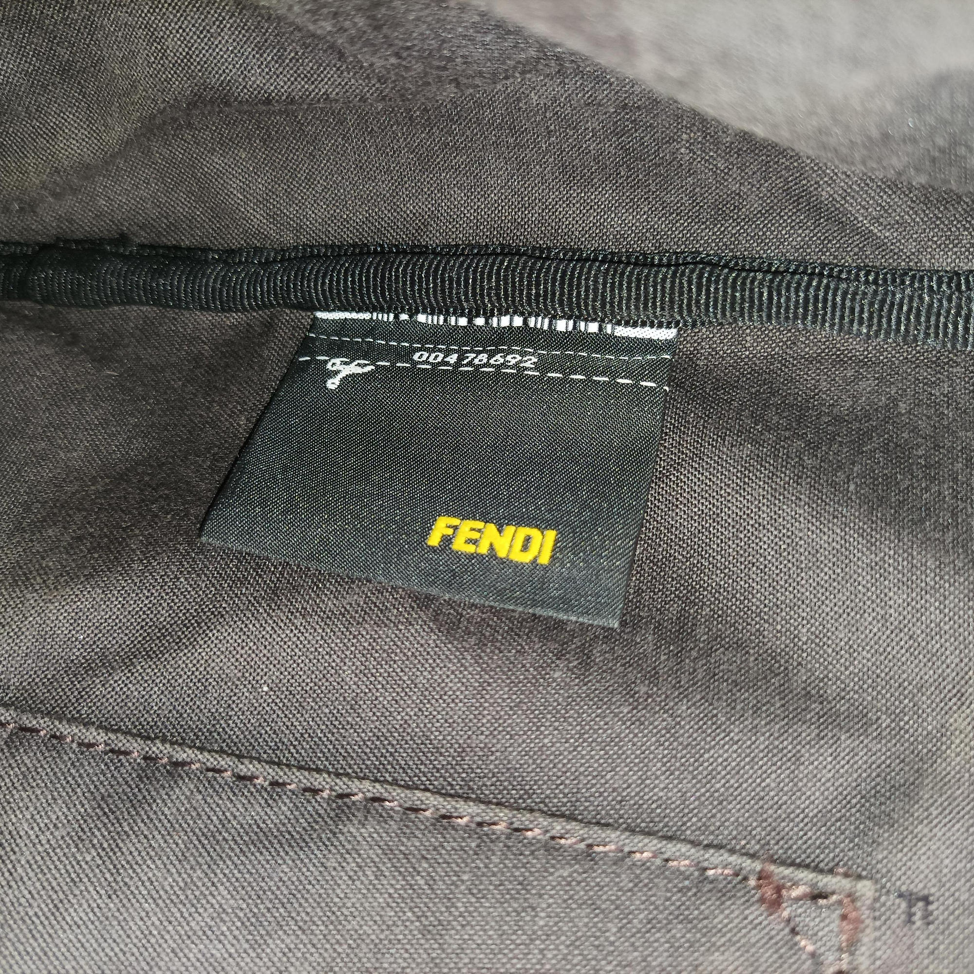 Pre-owned Fendi Zucchino Glitter Logo Black PVC coated canvas 8BL068 handbag | stylenewstar