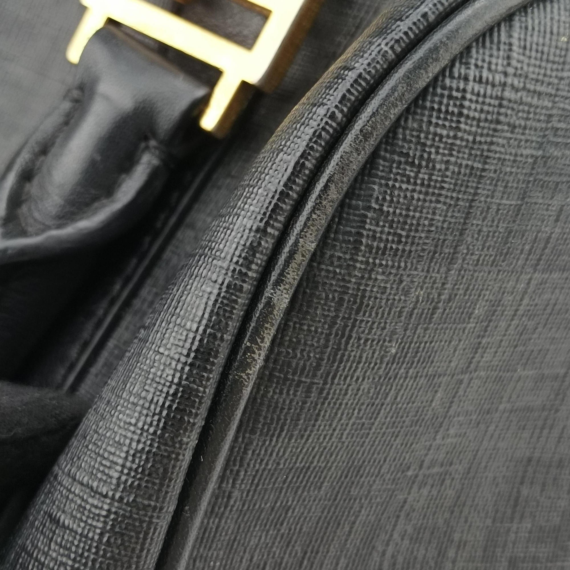 Pre-owned Fendi Zucchino Glitter Logo Black PVC coated canvas 8BL068 handbag | stylenewstar