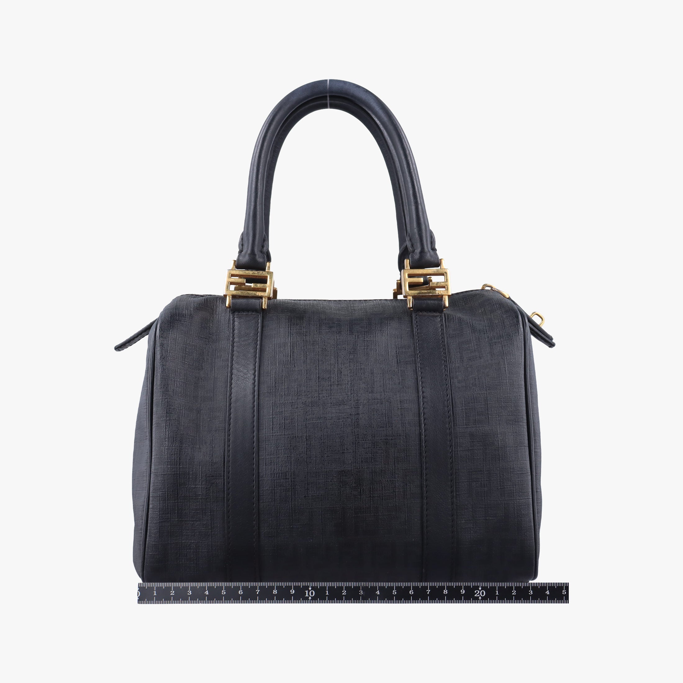 Pre-owned Fendi Zucchino Glitter Logo Black PVC coated canvas 8BL068 handbag | stylenewstar