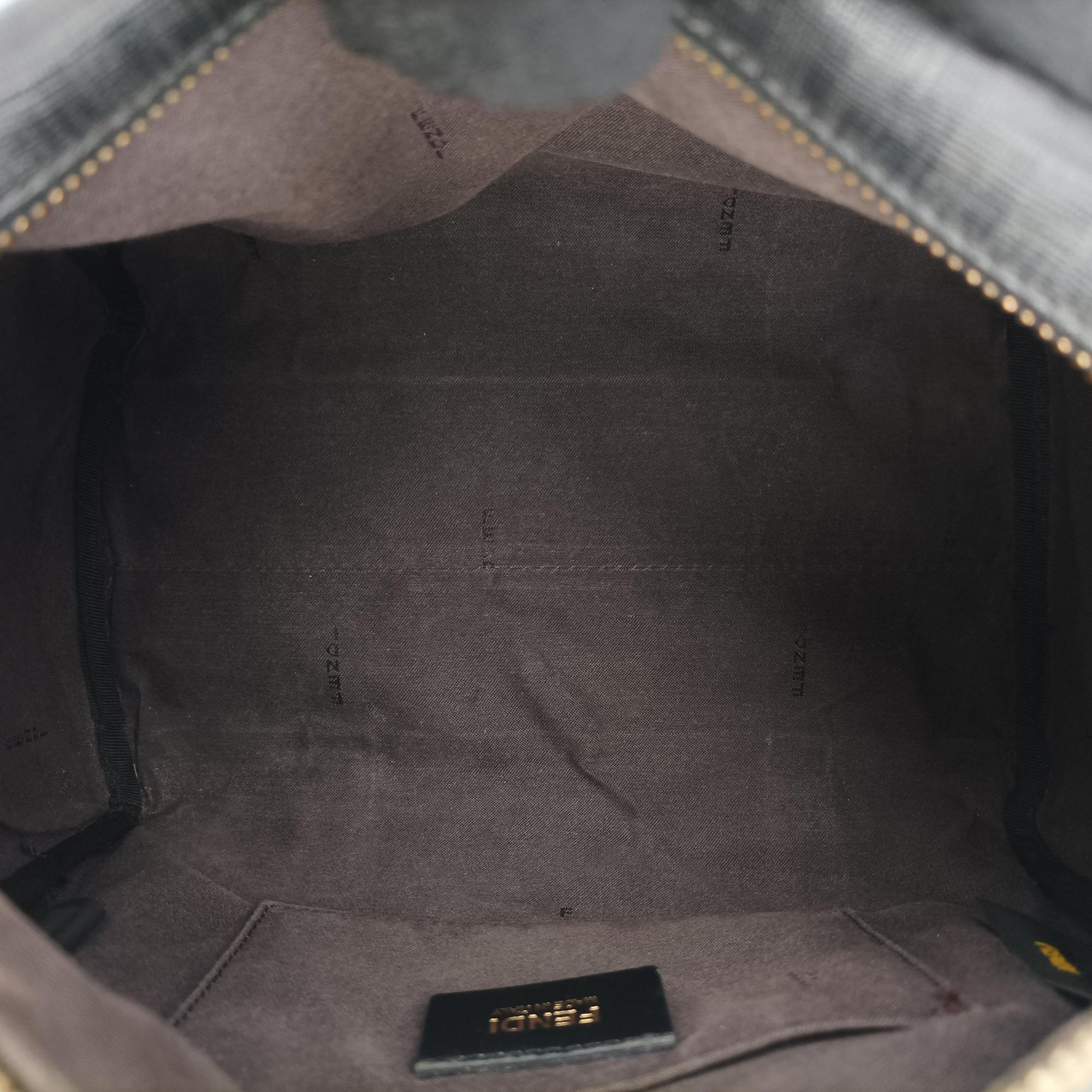Pre-owned Fendi Zucchino Glitter Logo Black PVC coated canvas 8BL068 handbag | stylenewstar