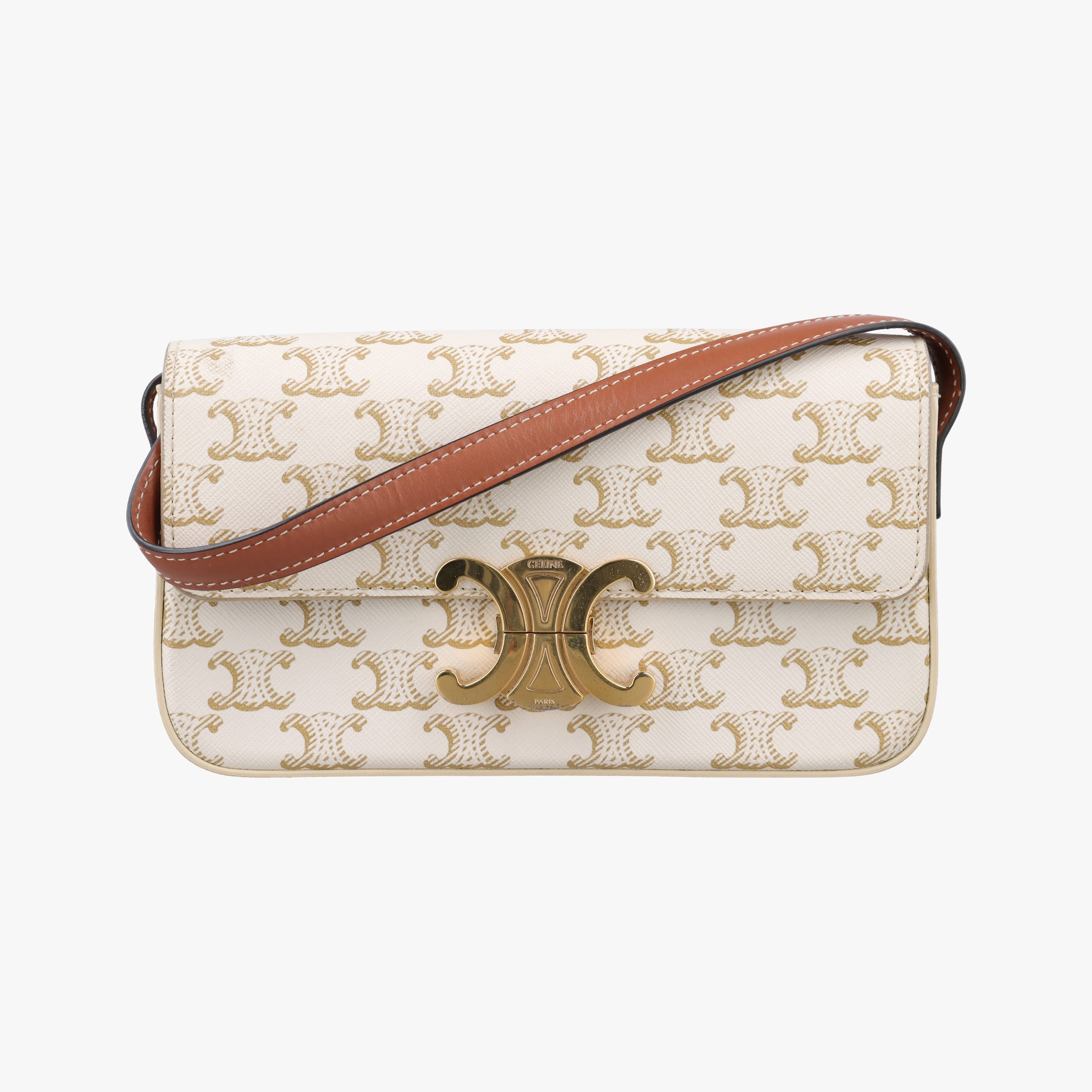 Vintage Celine Teen Triomphe White PVC coated canvas  shoulderbag | stylenewstar