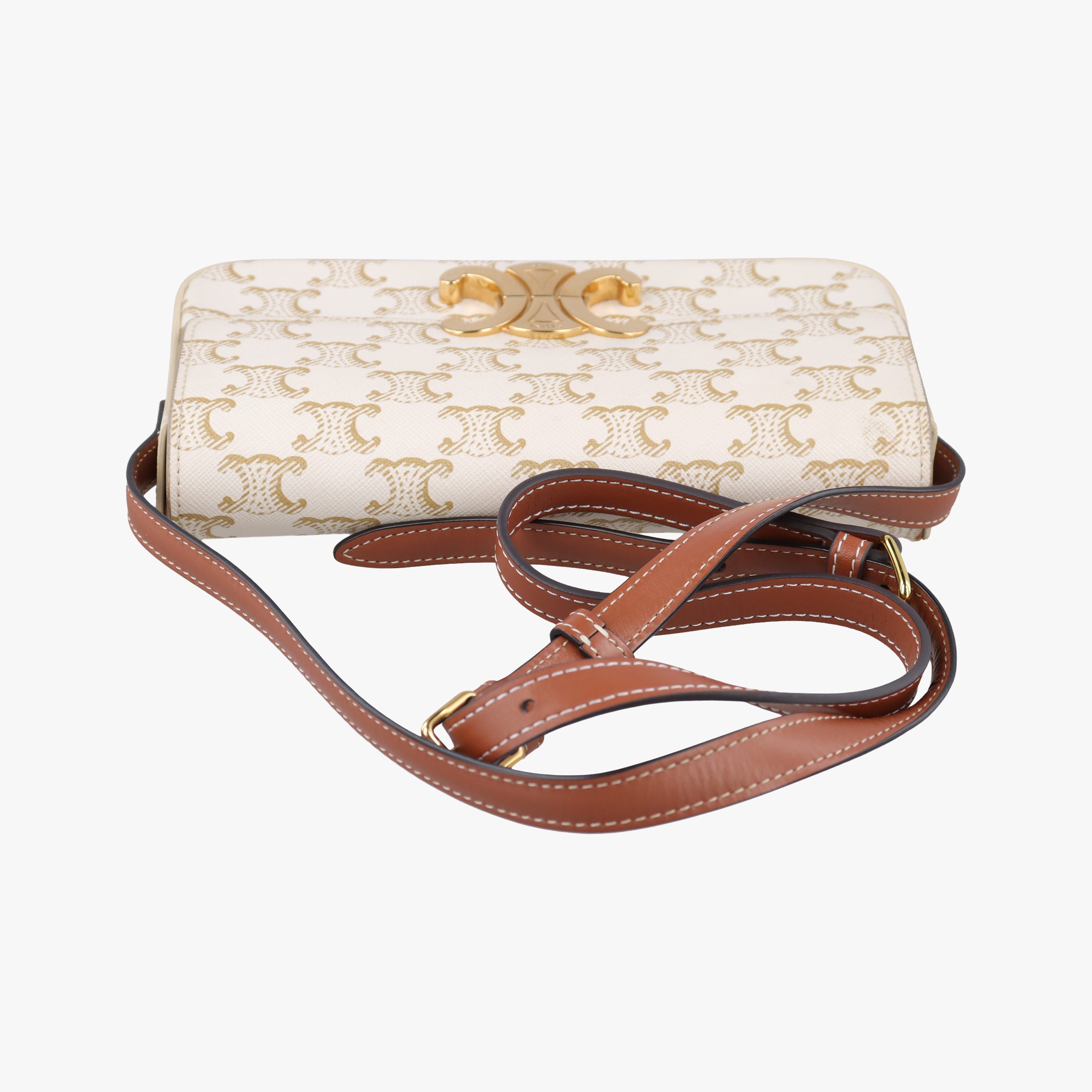 Vintage Celine Teen Triomphe White PVC coated canvas  shoulderbag | stylenewstar