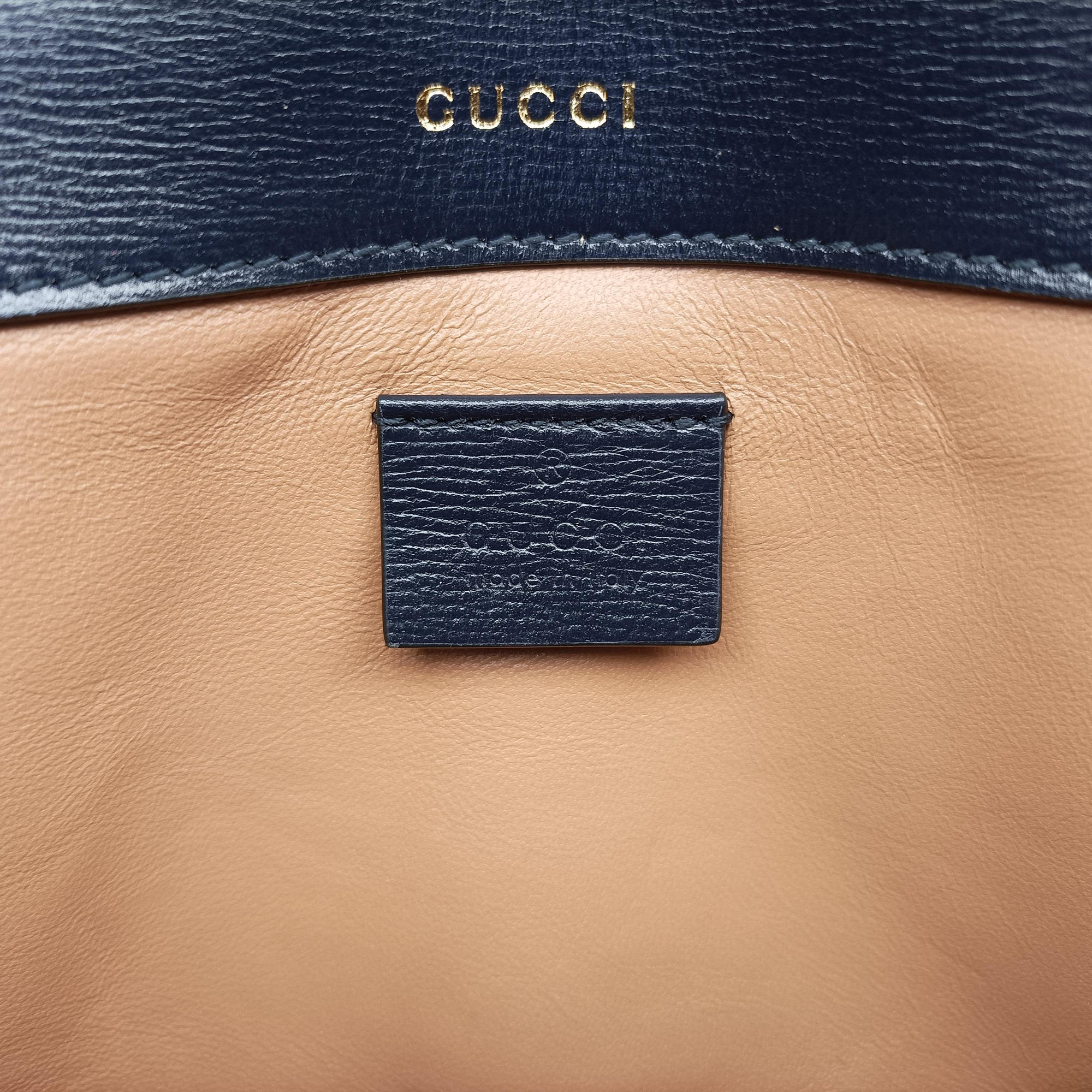 Pre-owned Gucci Horsebit 1955 Orange × Navy Tweed×Leather 658574 shoulderbag | stylenewstar