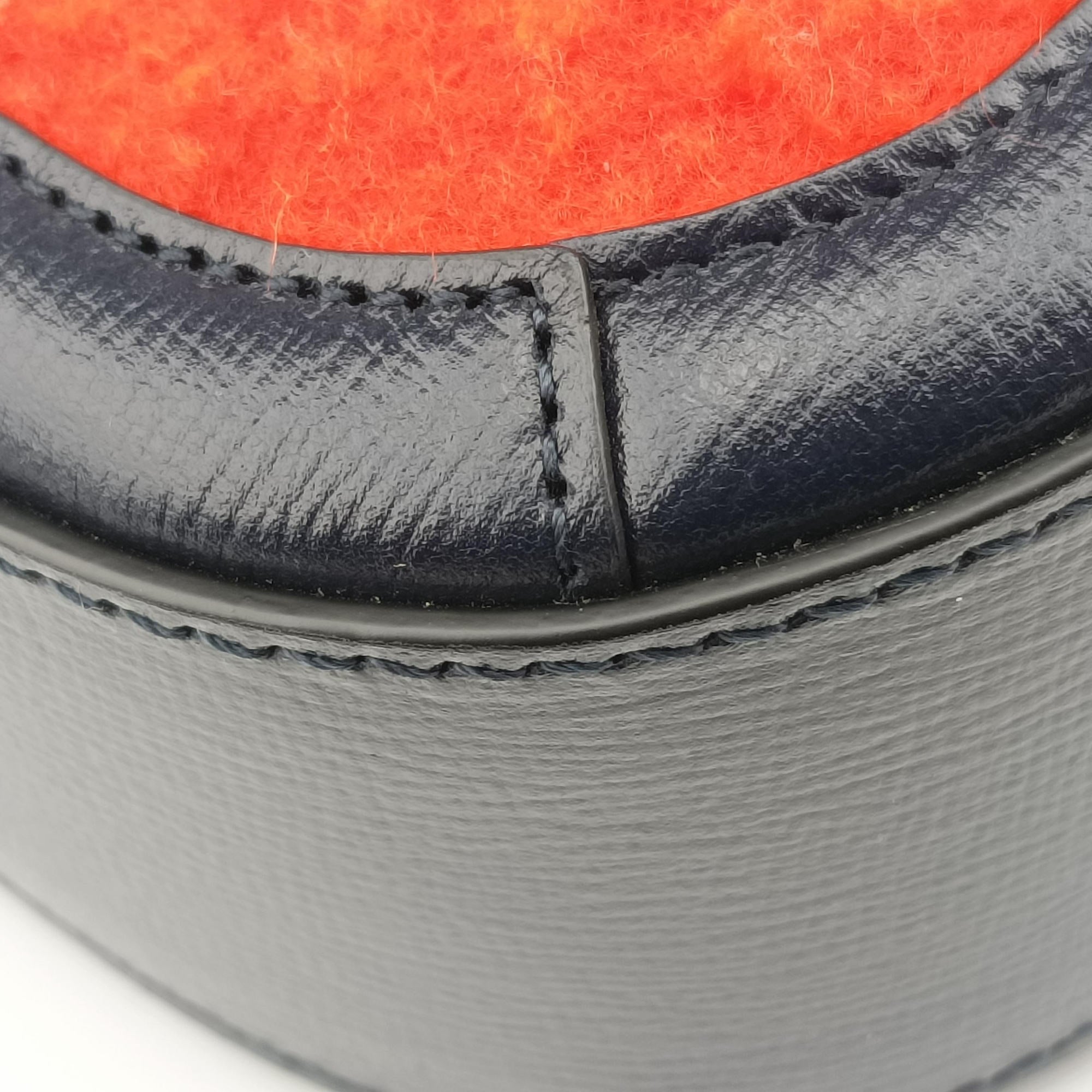 Pre-owned Gucci Horsebit 1955 Orange × Navy Tweed×Leather 658574 shoulderbag | stylenewstar