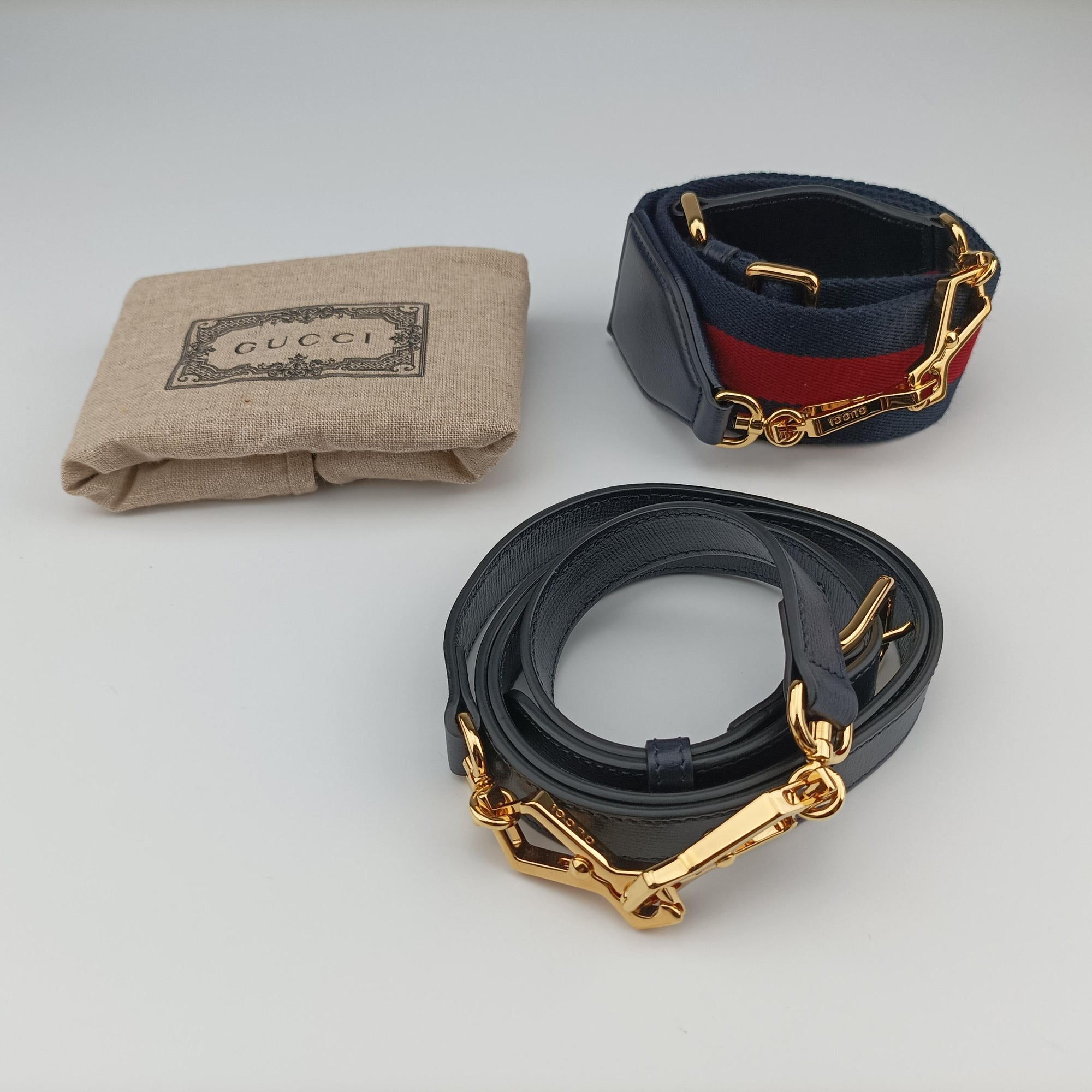Pre-owned Gucci Horsebit 1955 Orange × Navy Tweed×Leather 658574 shoulderbag | stylenewstar