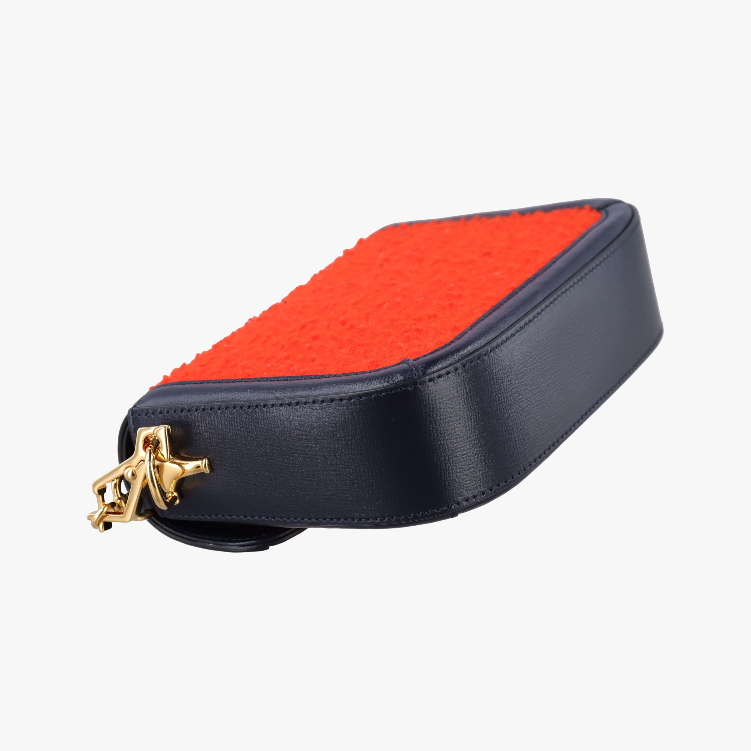 Pre-owned Gucci Horsebit 1955 Orange × Navy Tweed×Leather 658574 shoulderbag | stylenewstar
