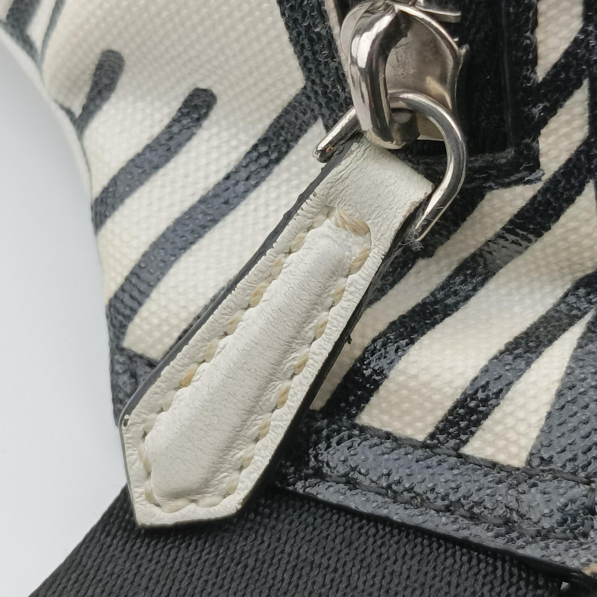 Secondhand Fendi California Sky White × Black PVC coated canvas 7VA483 bum bag/waist bag | stylenewstar