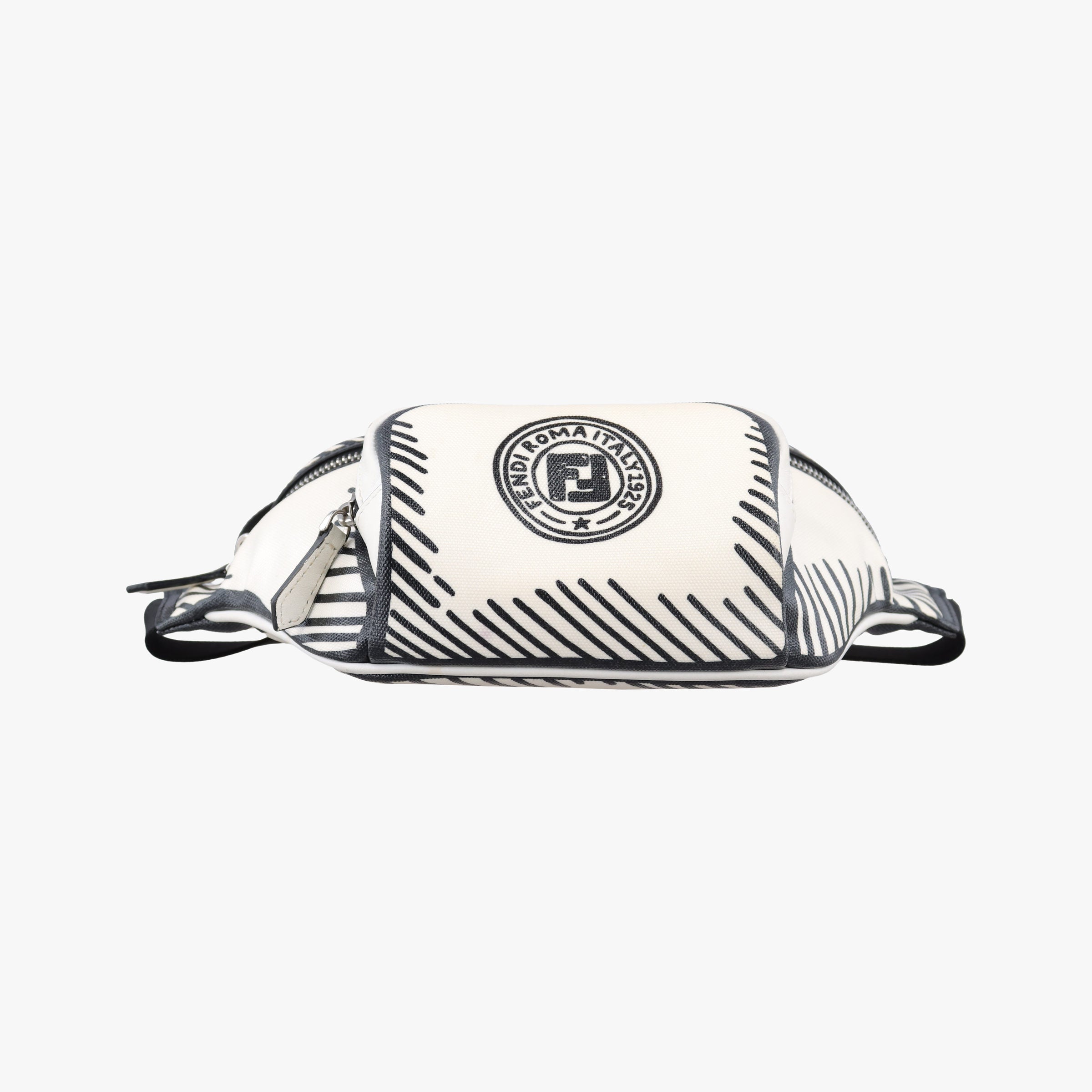 Secondhand Fendi California Sky White × Black PVC coated canvas 7VA483 bum bag/waist bag | stylenewstar