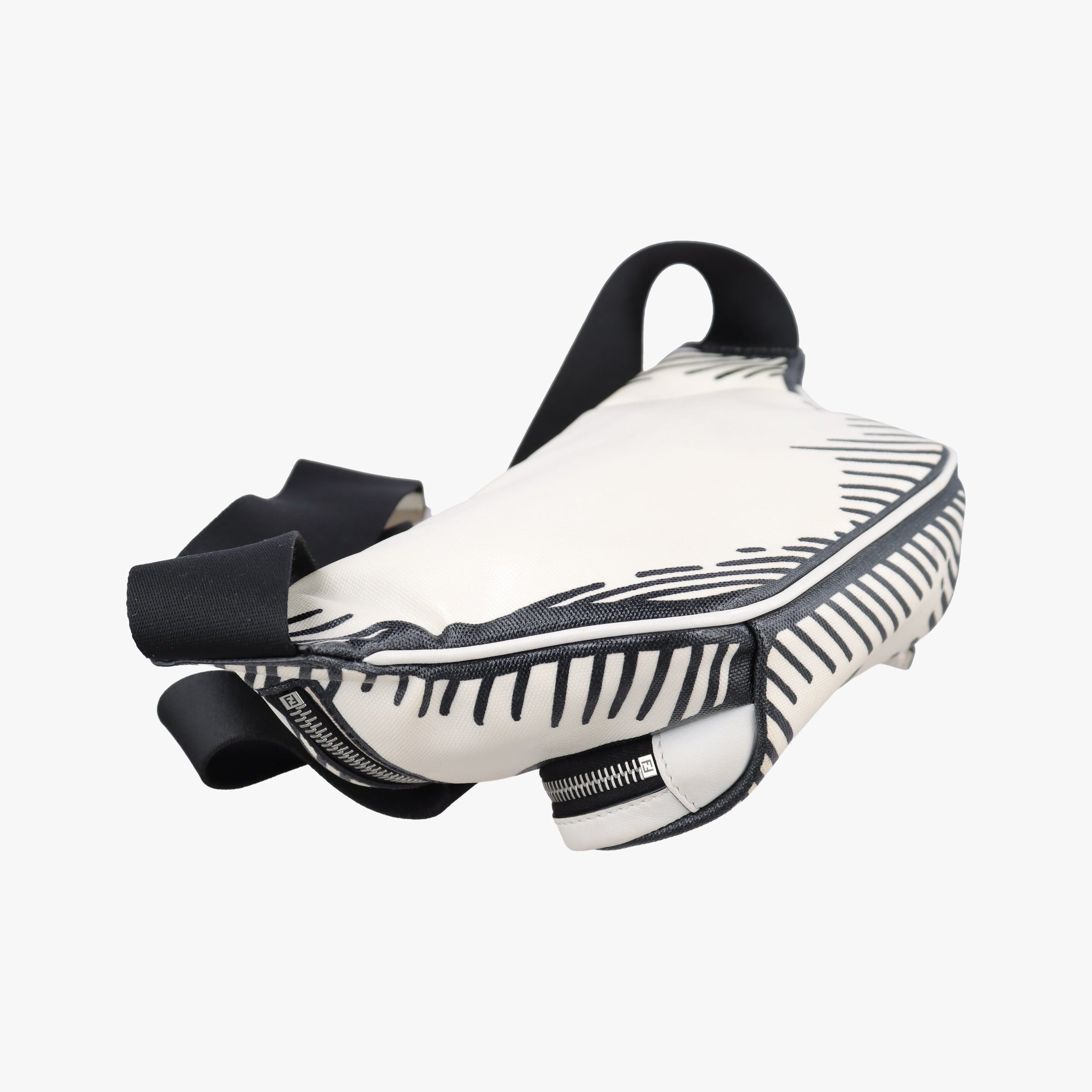 Secondhand Fendi California Sky White × Black PVC coated canvas 7VA483 bum bag/waist bag | stylenewstar