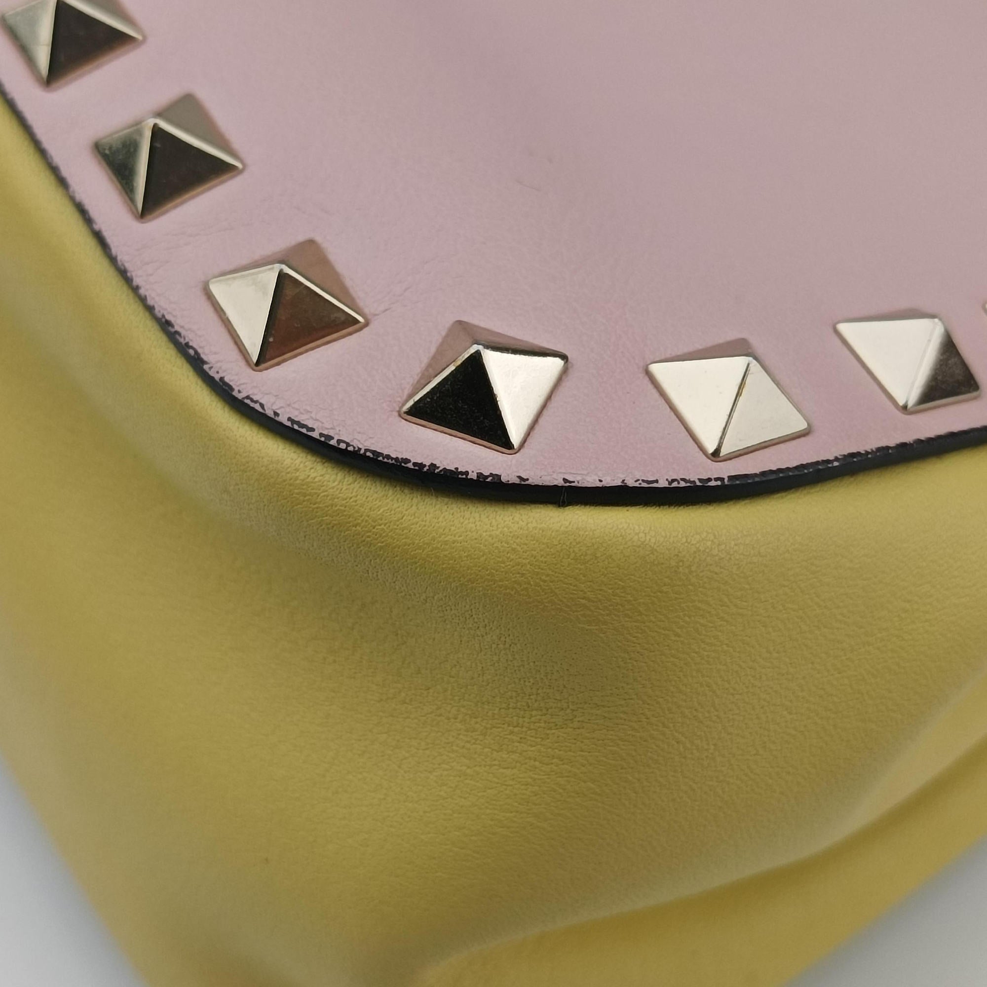 Pre-owned Valentino Rockstud Green x Pink x Yellow x Blue Leather  shoulderbag | stylenewstar