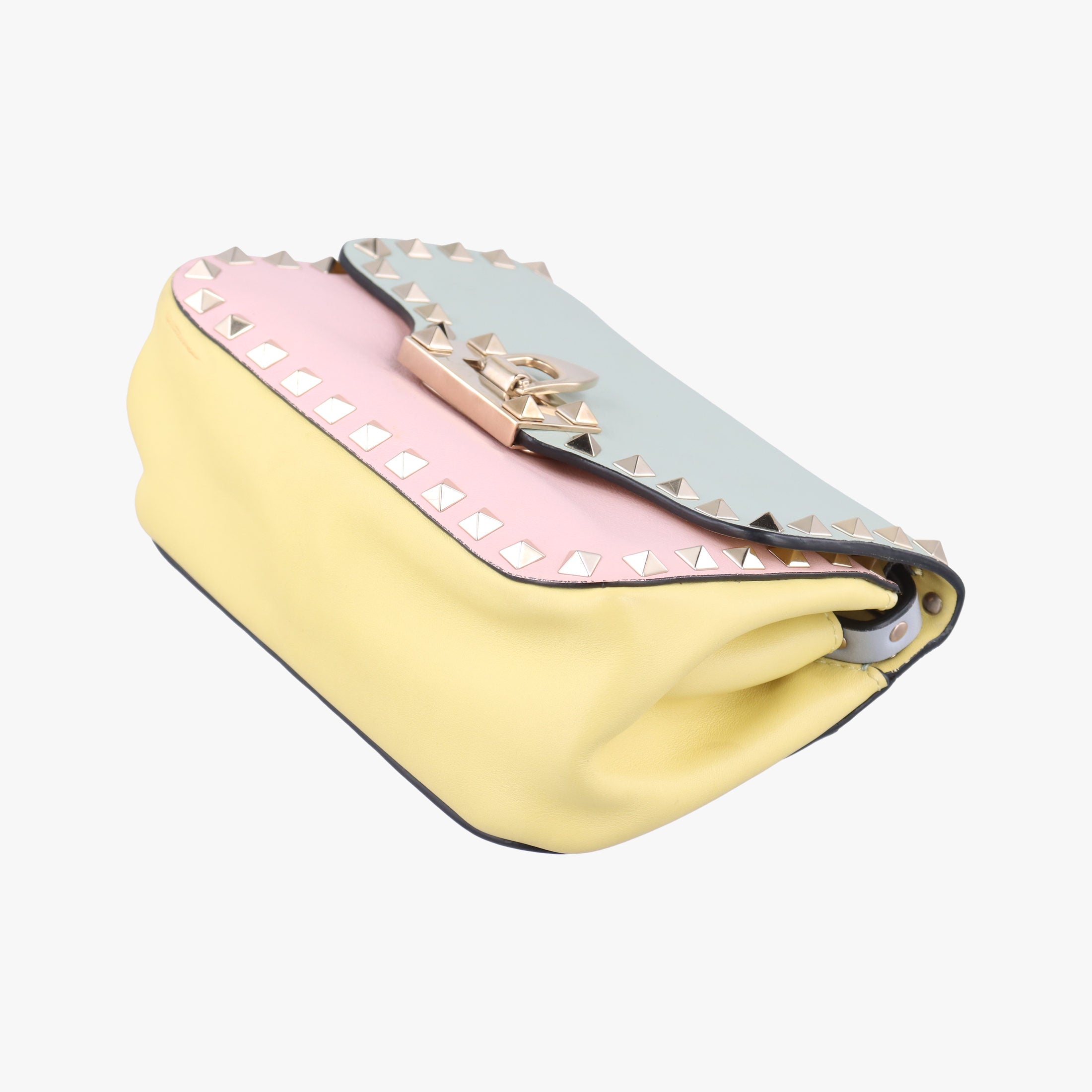 Pre-owned Valentino Rockstud Green x Pink x Yellow x Blue Leather  shoulderbag | stylenewstar