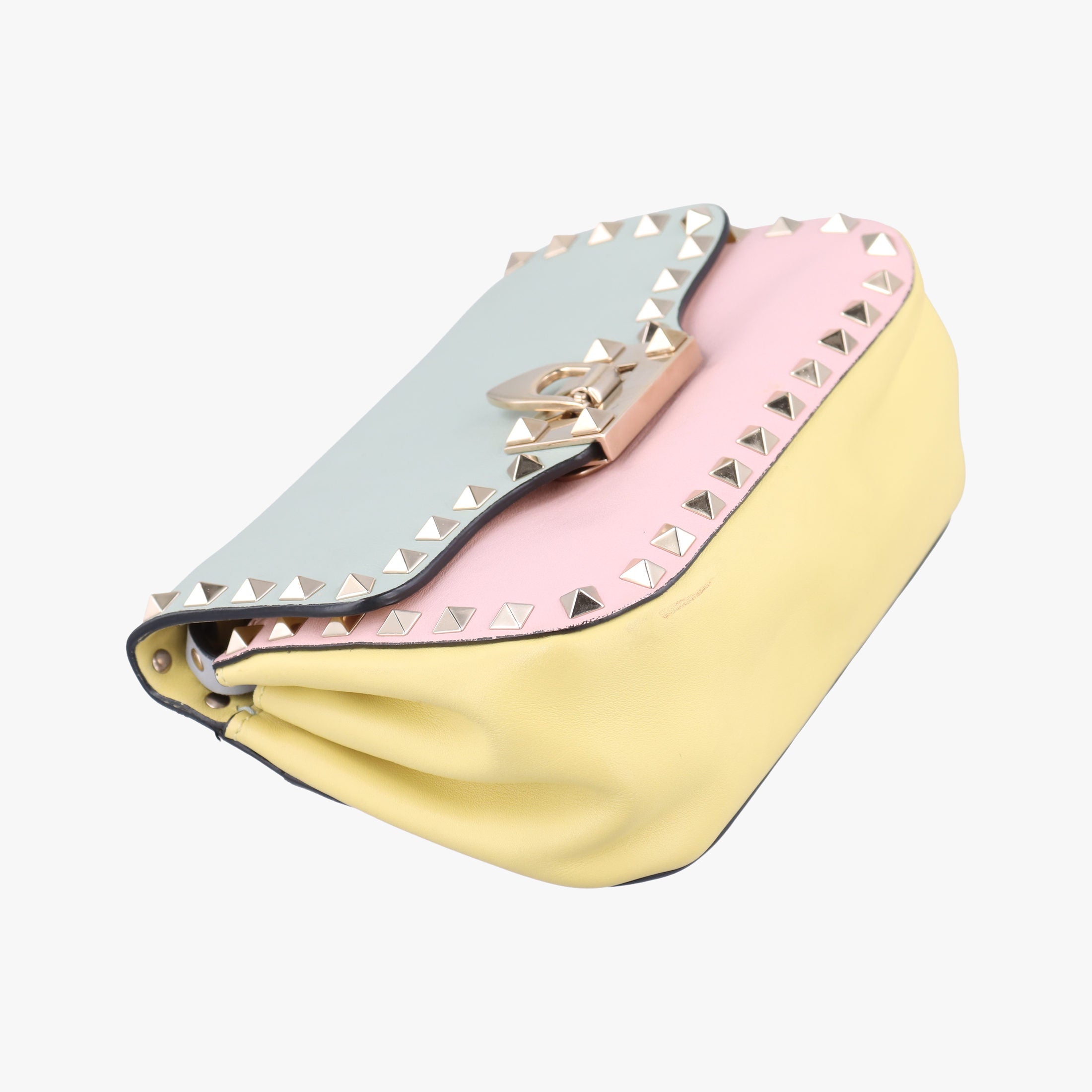 Pre-owned Valentino Rockstud Green x Pink x Yellow x Blue Leather  shoulderbag | stylenewstar
