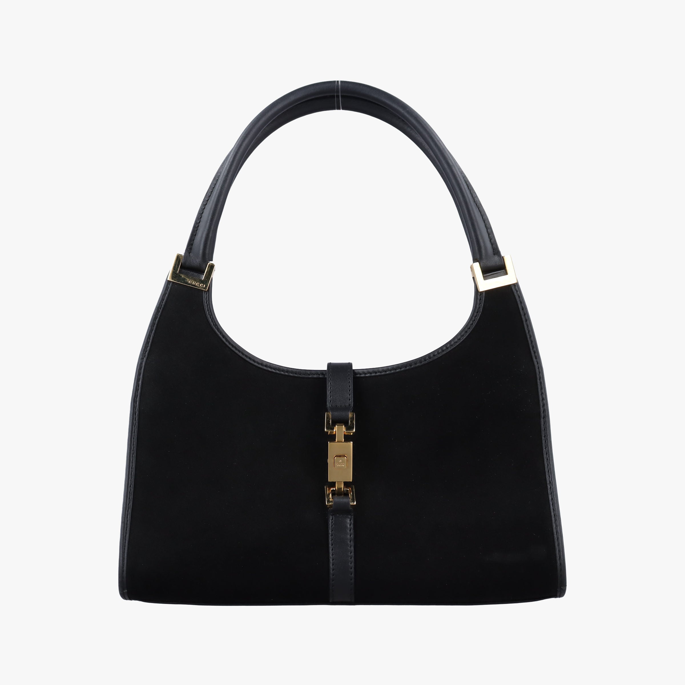 Pre-owned Gucci Jackie Black suede×leather 002106 handbag | stylenewstar