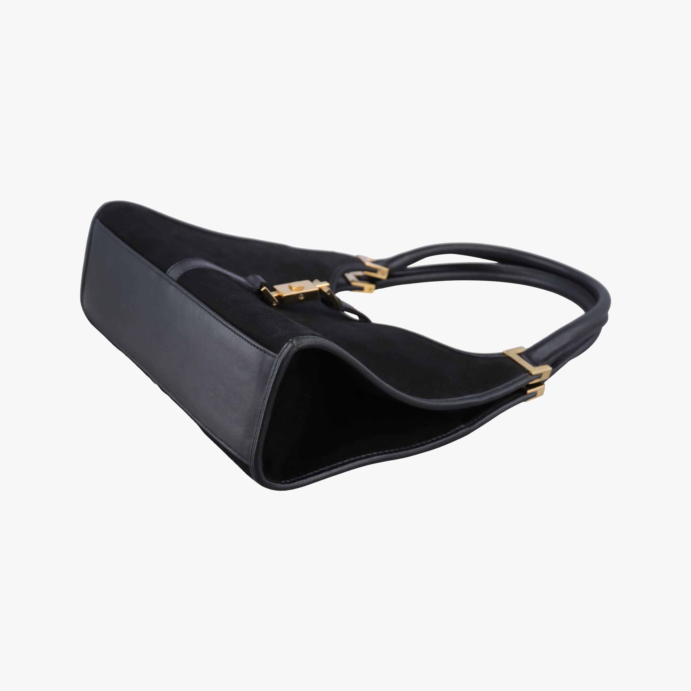 Pre-owned Gucci Jackie Black suede×leather 002106 handbag | stylenewstar