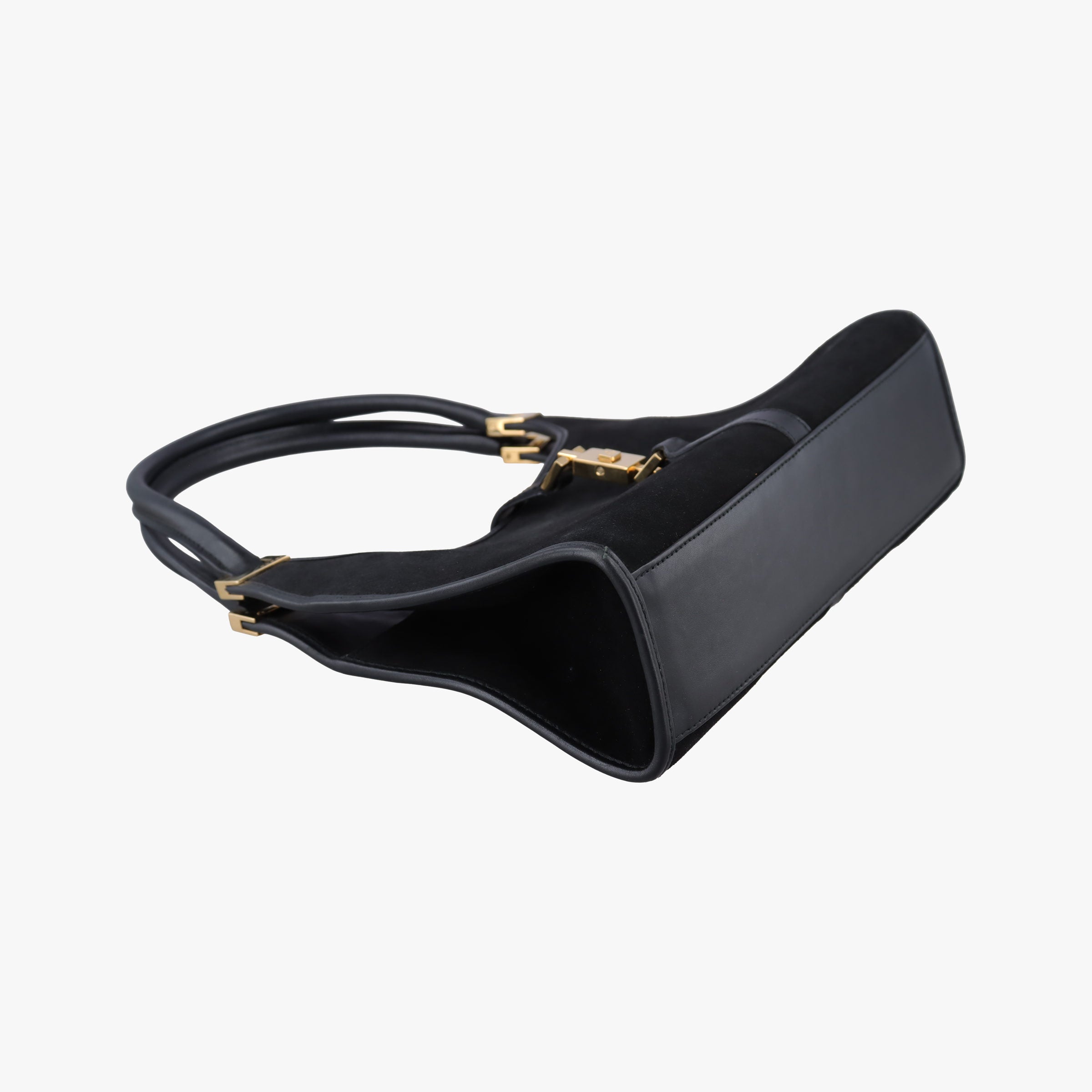 Pre-owned Gucci Jackie Black suede×leather 002106 handbag | stylenewstar
