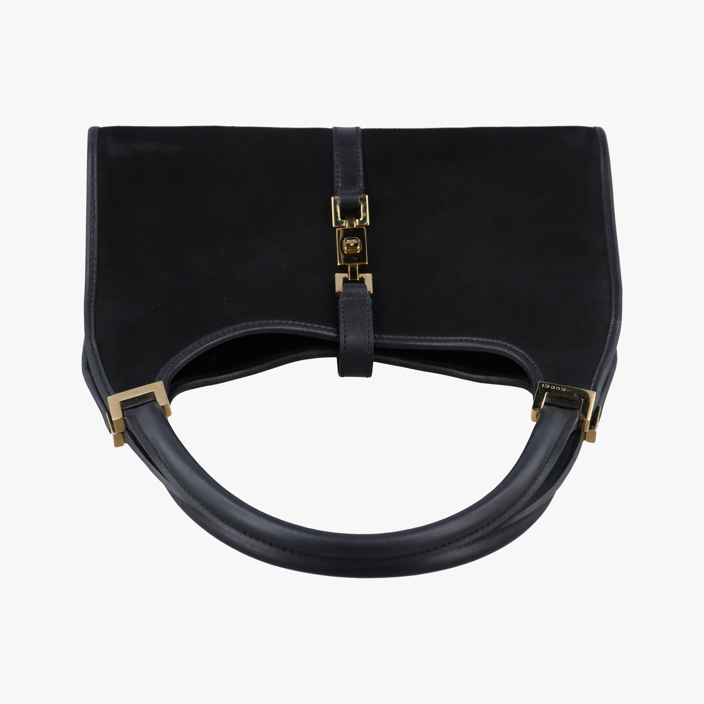 Pre-owned Gucci Jackie Black suede×leather 002106 handbag | stylenewstar