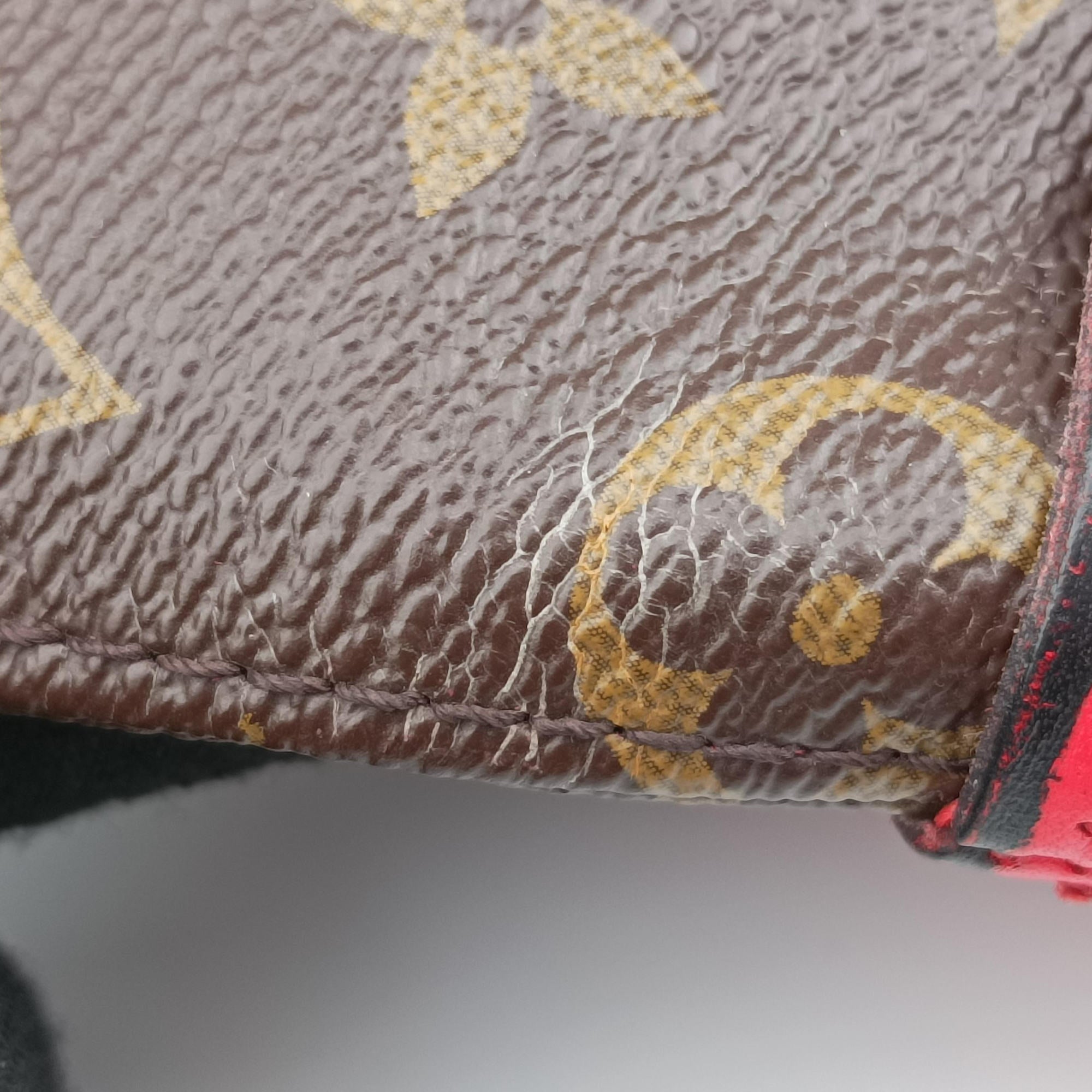 Pre-owned Louis Vuitton Tuileries Besace brown×Red Monogram Canvas×calf leather M43798 shoulderbag | stylenewstar