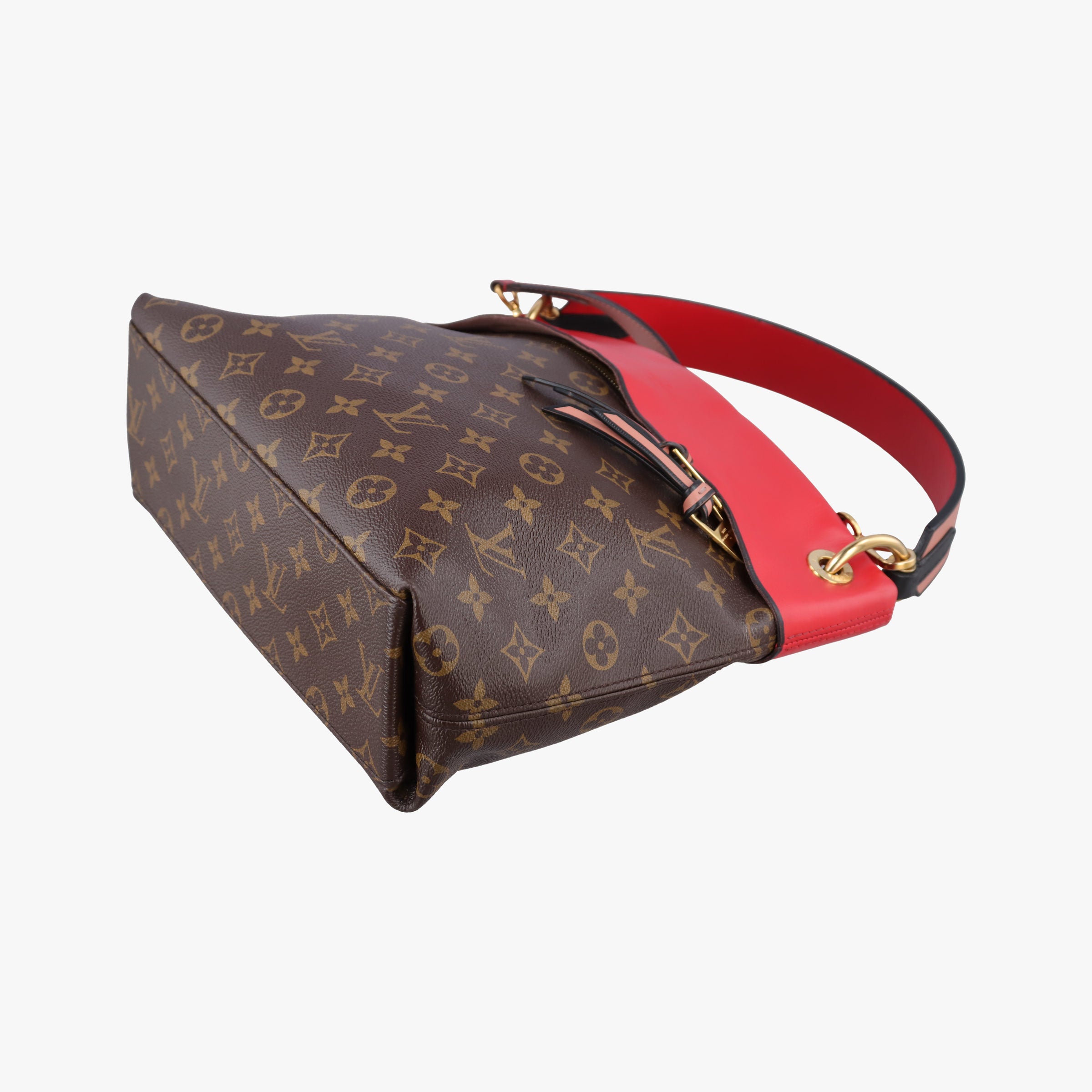 Pre-owned Louis Vuitton Tuileries Besace brown×Red Monogram Canvas×calf leather M43798 shoulderbag | stylenewstar
