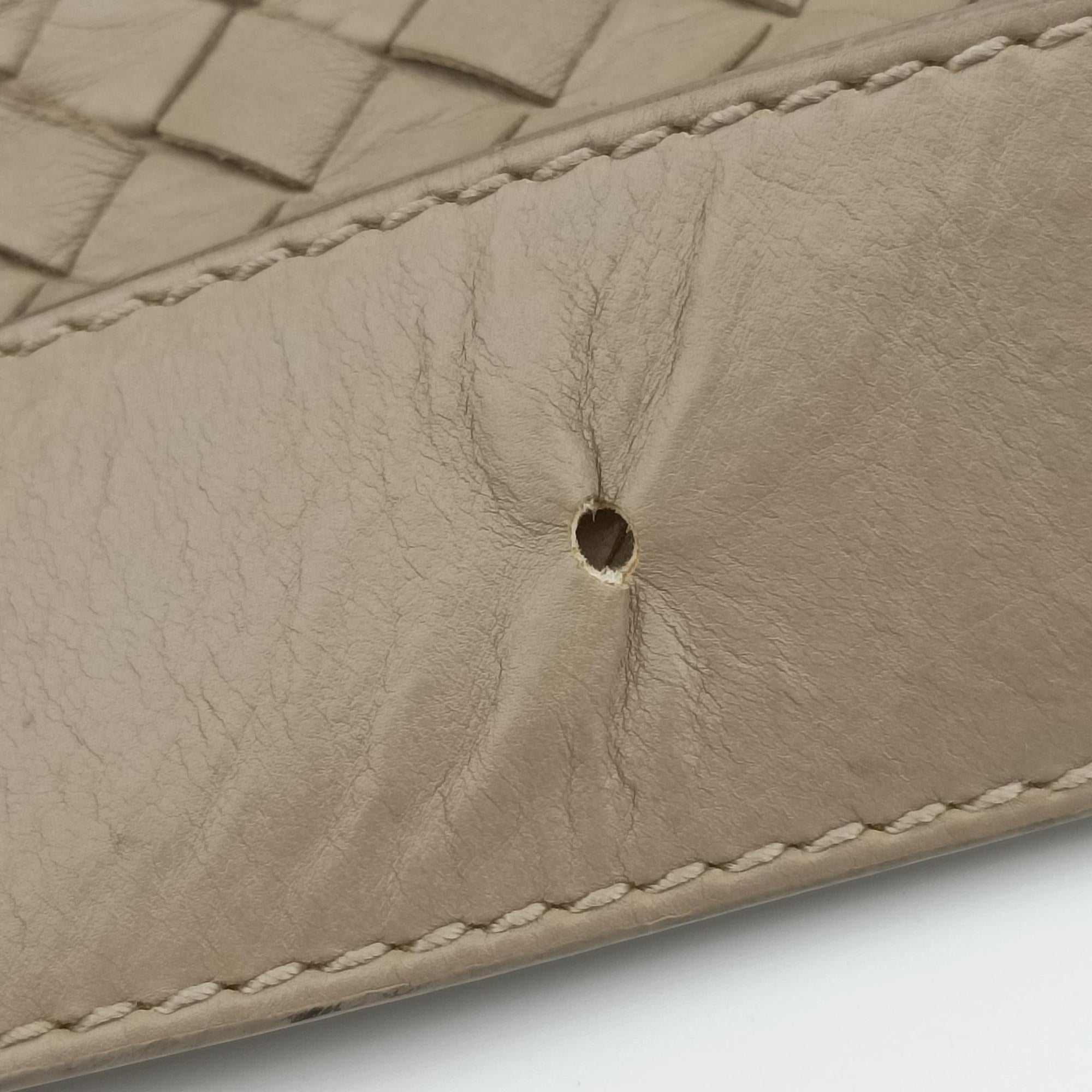 Pre-owned Bottega Veneta Intrecciato Beige lambskin  shoulderbag | stylenewstar