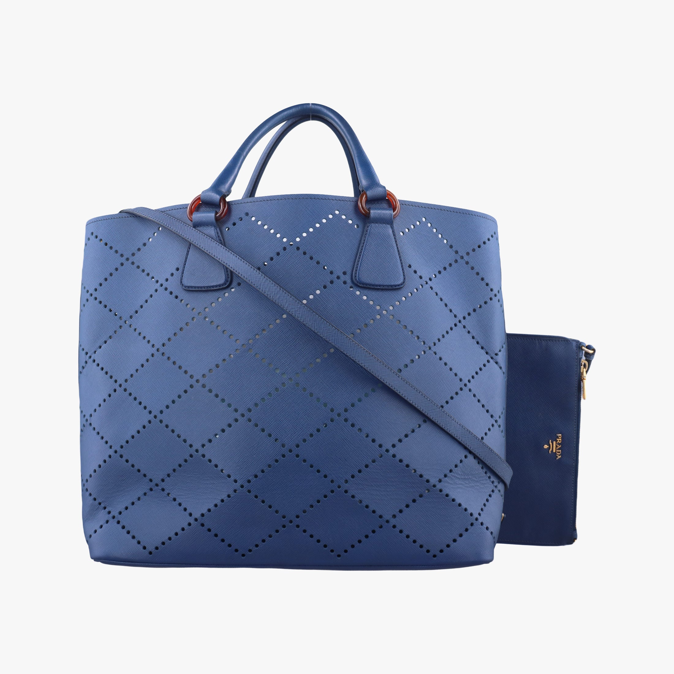 Pre-owned Prada Fori tote Navy Saffiano leather  shoulderbag | stylenewstar