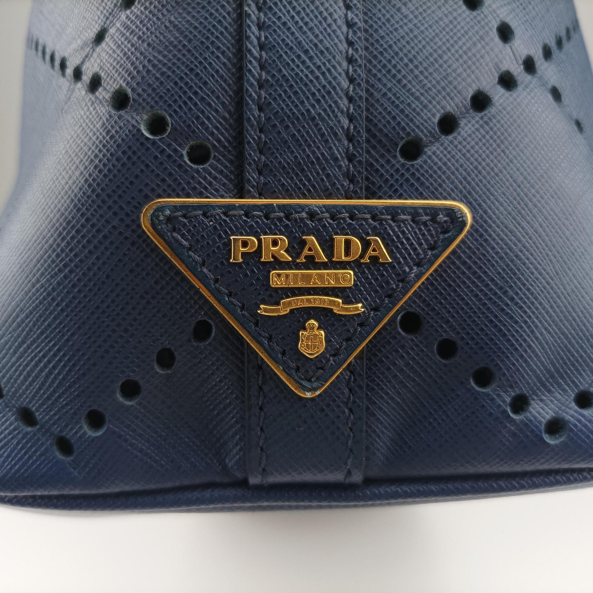 Pre-owned Prada Fori tote Navy Saffiano leather  shoulderbag | stylenewstar