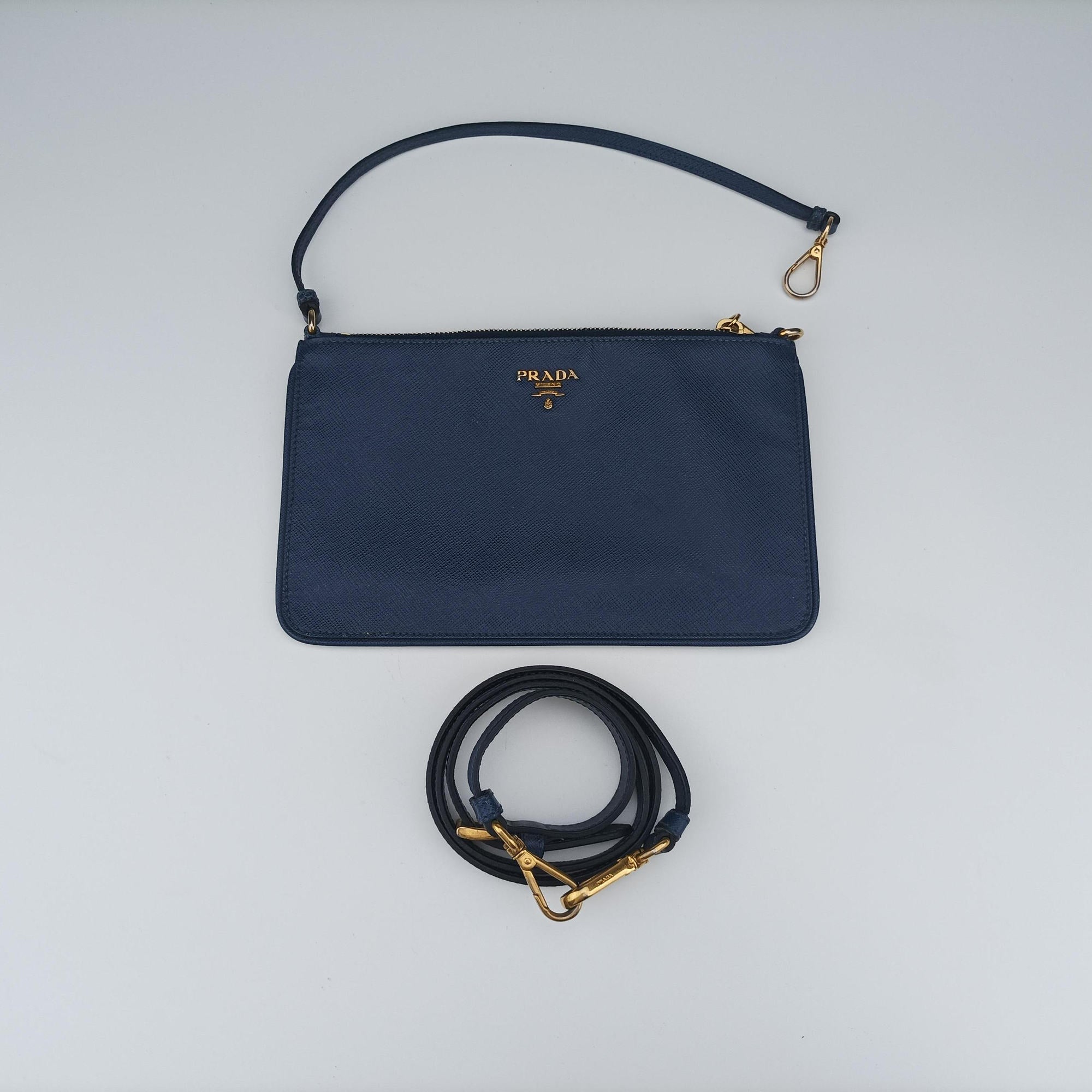 Pre-owned Prada Fori tote Navy Saffiano leather  shoulderbag | stylenewstar