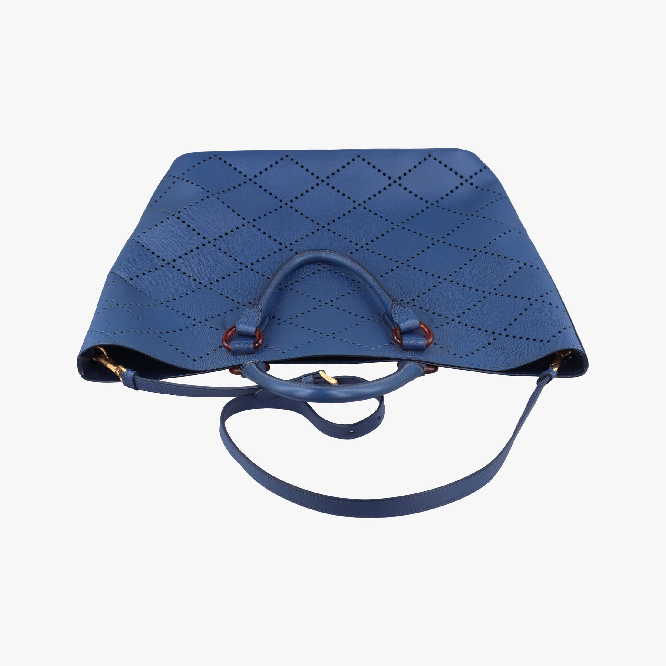 Pre-owned Prada Fori tote Navy Saffiano leather  shoulderbag | stylenewstar