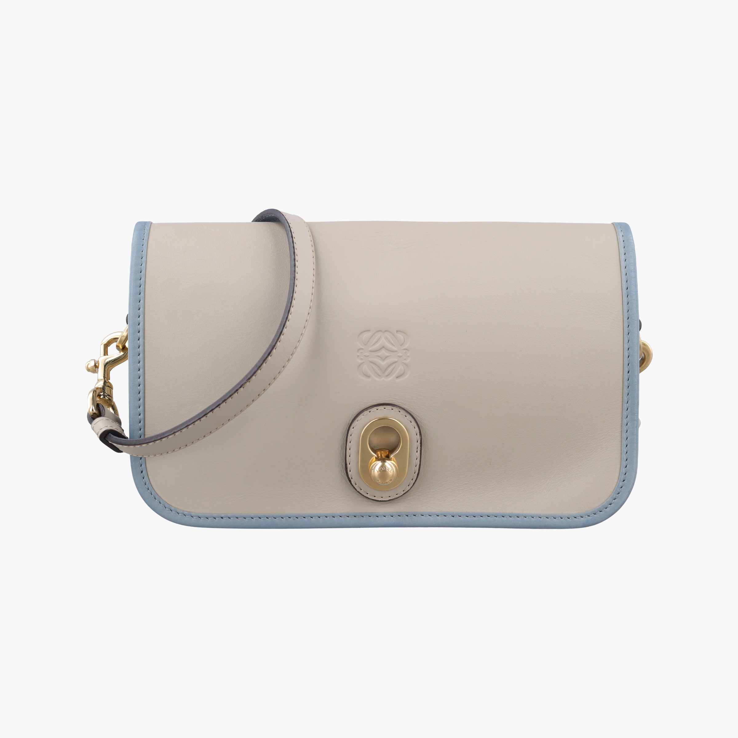 Pre-owned Loewe Ines Beige×blue Leather  shoulderbag | stylenewstar