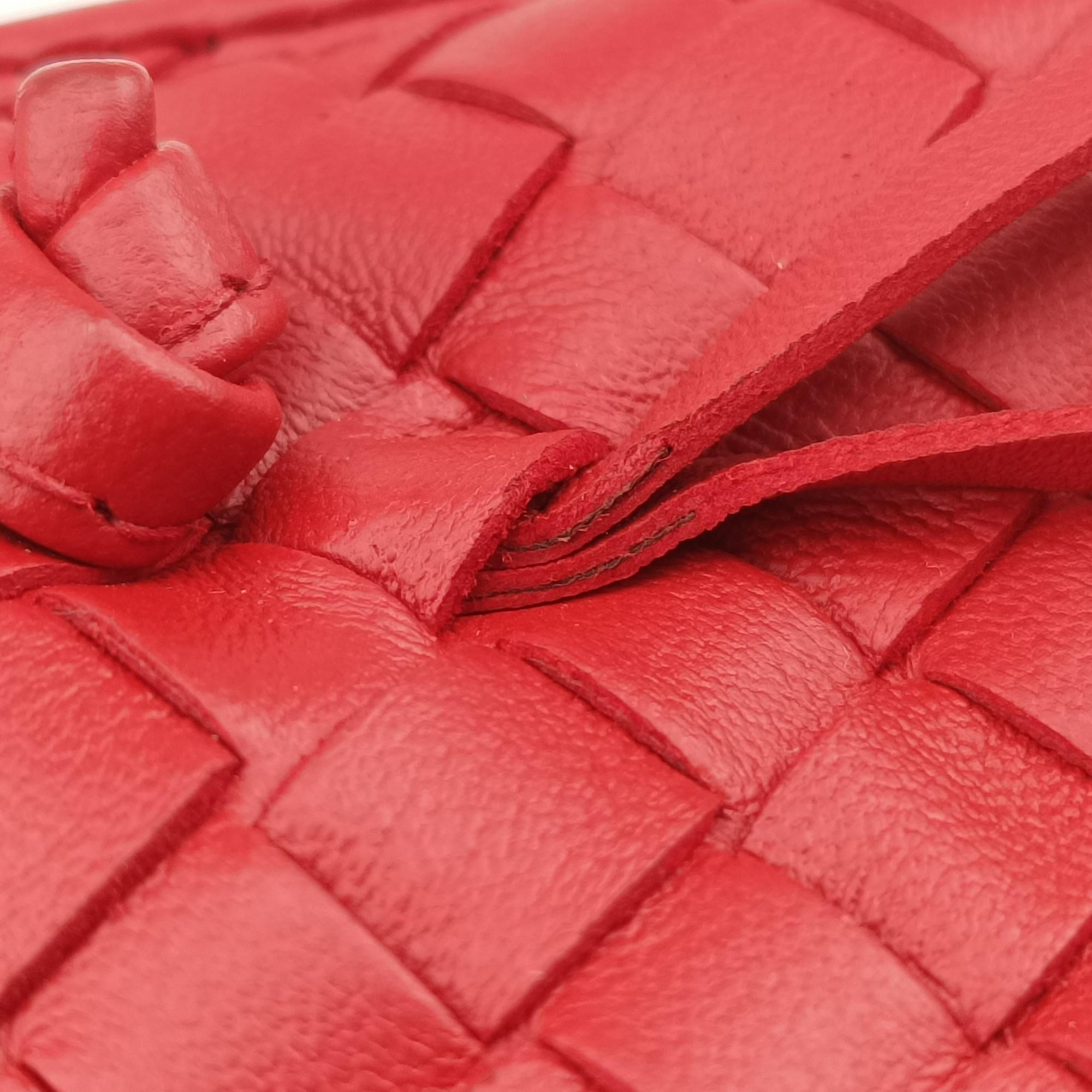 Pre-owned Bottega Veneta NODINI Intrecciato Red lambskin  shoulderbag | stylenewstar